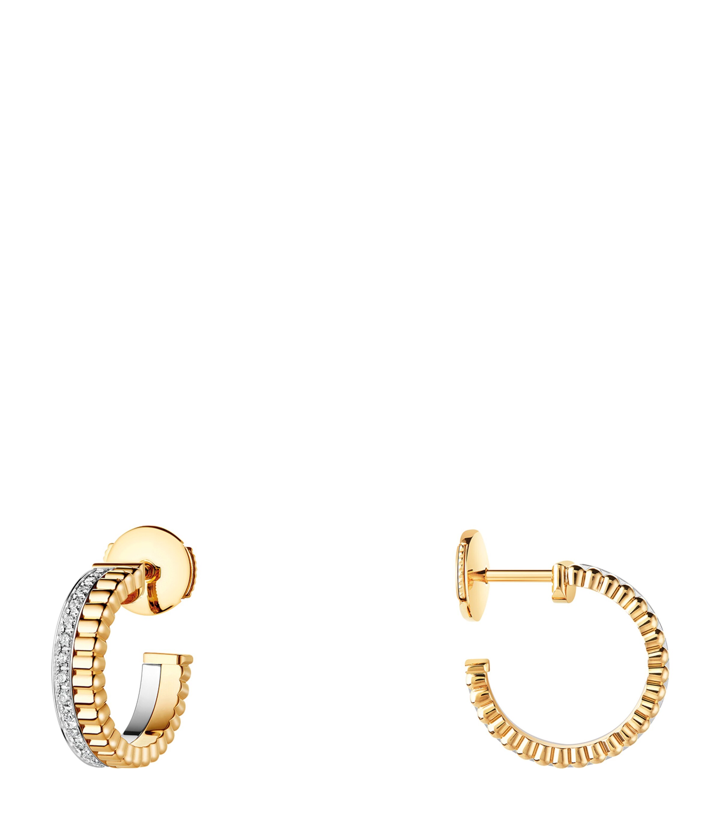 Mixed Gold and Diamond Quatre Hoop Earrings MULTI Image 5