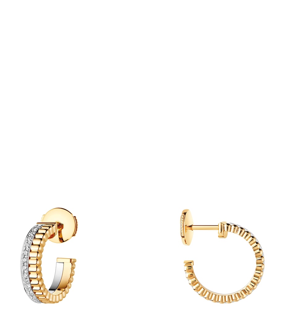 Mixed Gold and Diamond Quatre Hoop Earrings MULTI Image 5