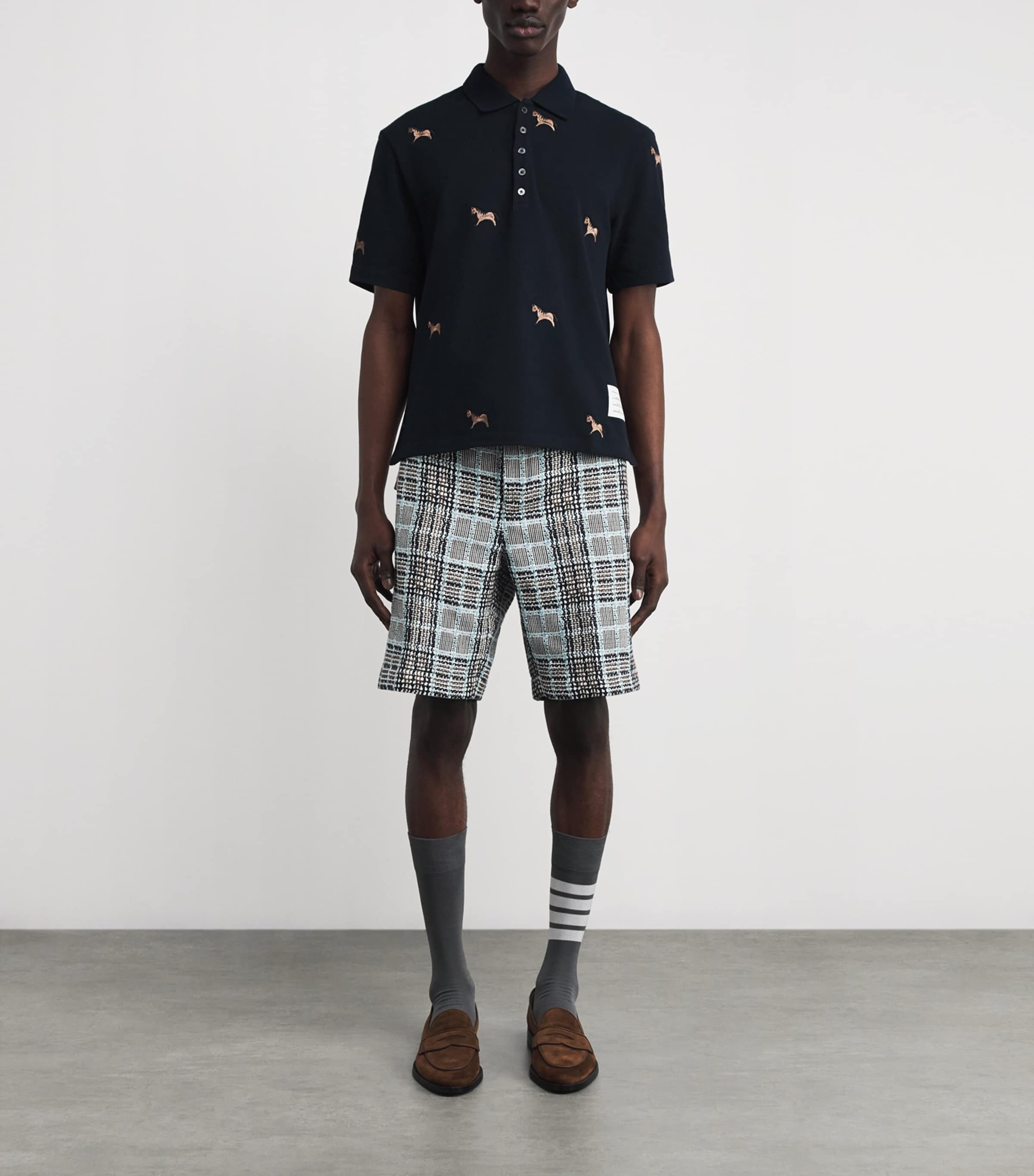 Cotton Horse Embroidered Polo Shirt NAVY Image 2