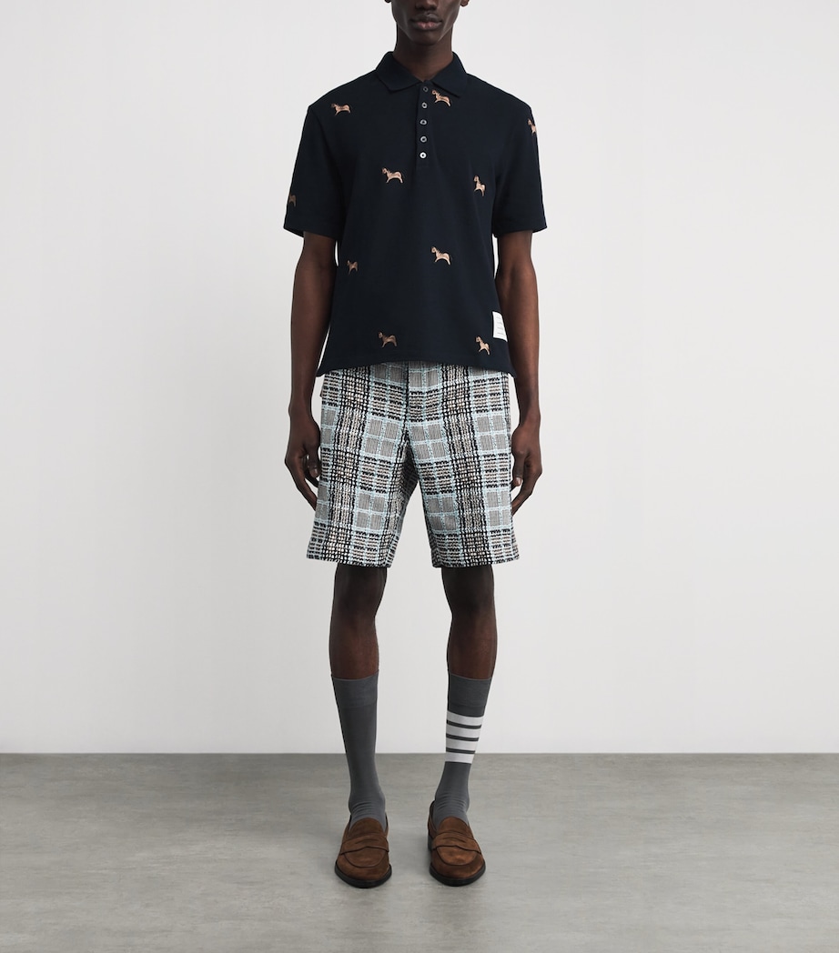 Cotton Horse Embroidered Polo Shirt NAVY Image 2