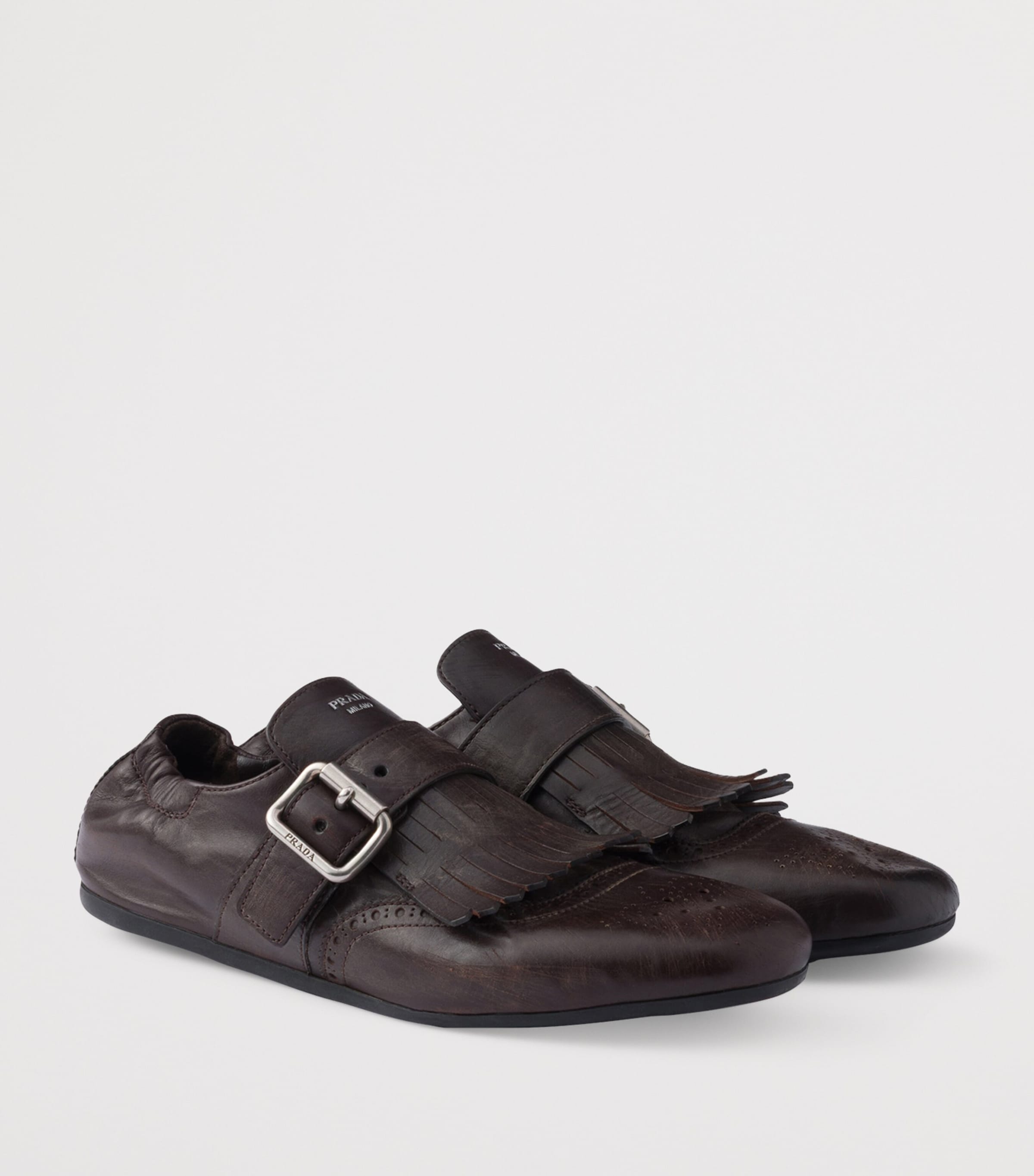 Leather Fringed Shuffle Loafers F0003 Image 3
