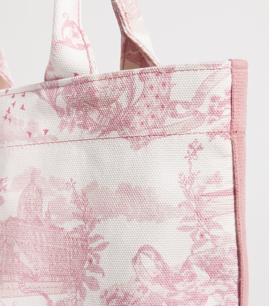 Small Toile Print Tote Bag PINK Image 3