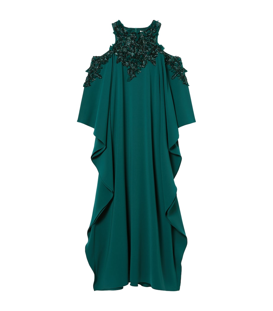 Marina Rinaldi Womens x Tony Ward Embellished Cold-Shoulder Maxi Dress Oil Image 1