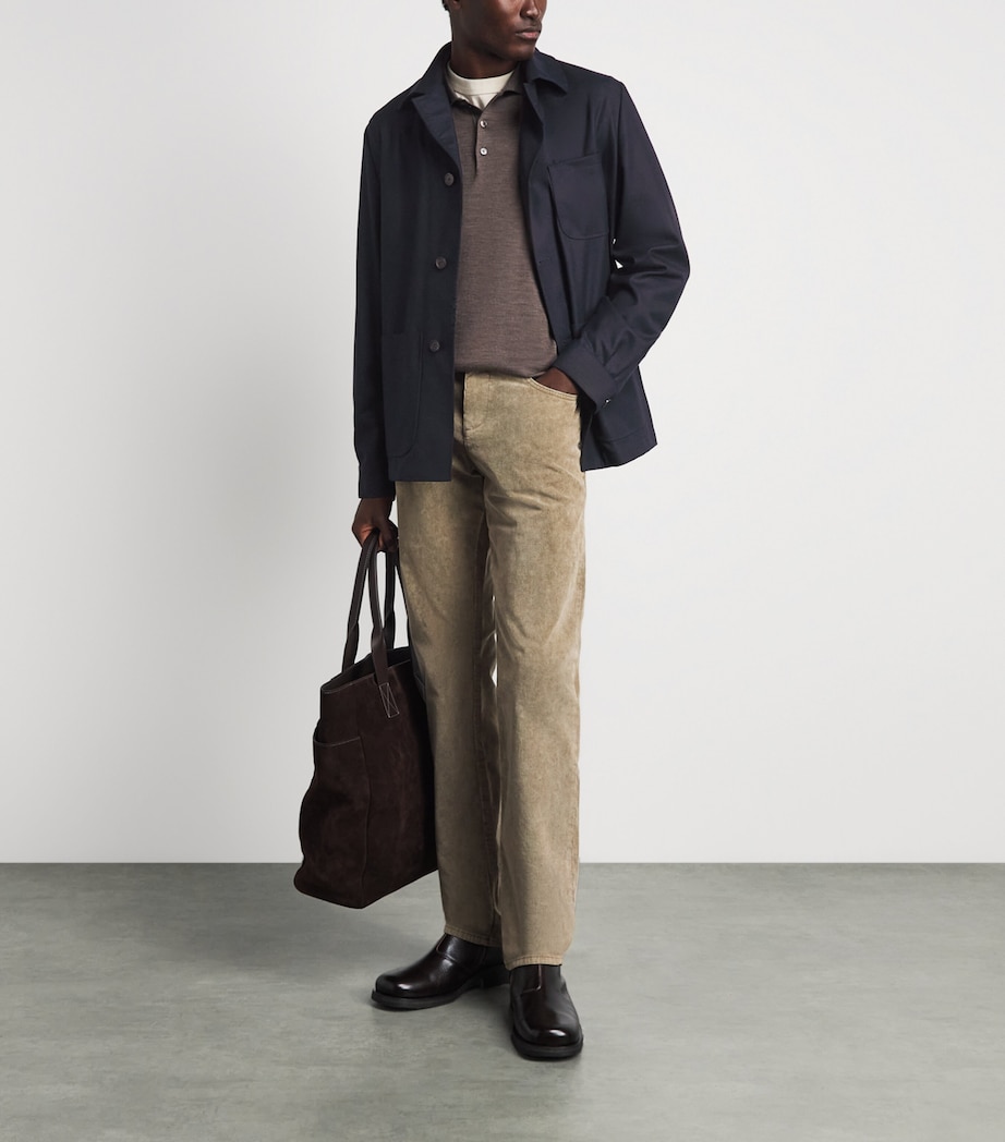 Corneliani Mens Virgin Wool Overshirt Navy Blue Image 2