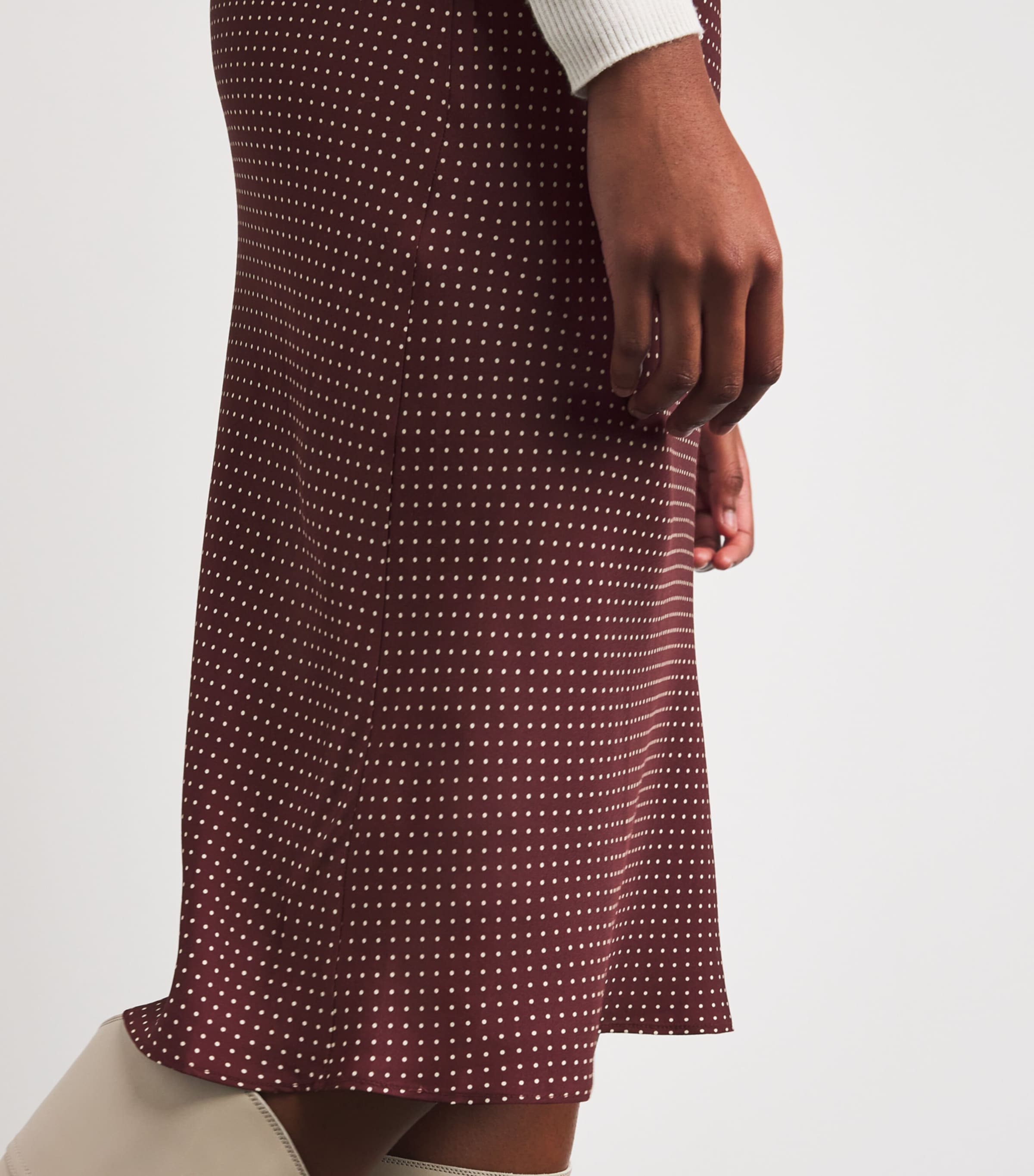 Silk-Blend Satin Elowette Midi Skirt BURGANDY COLETTE DOT Image 6