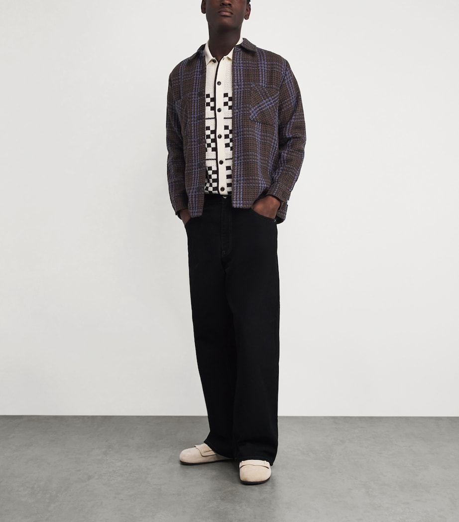 Cotton-Blend Skate Check Whiting Overshirt BROWN / BLUE Image 2