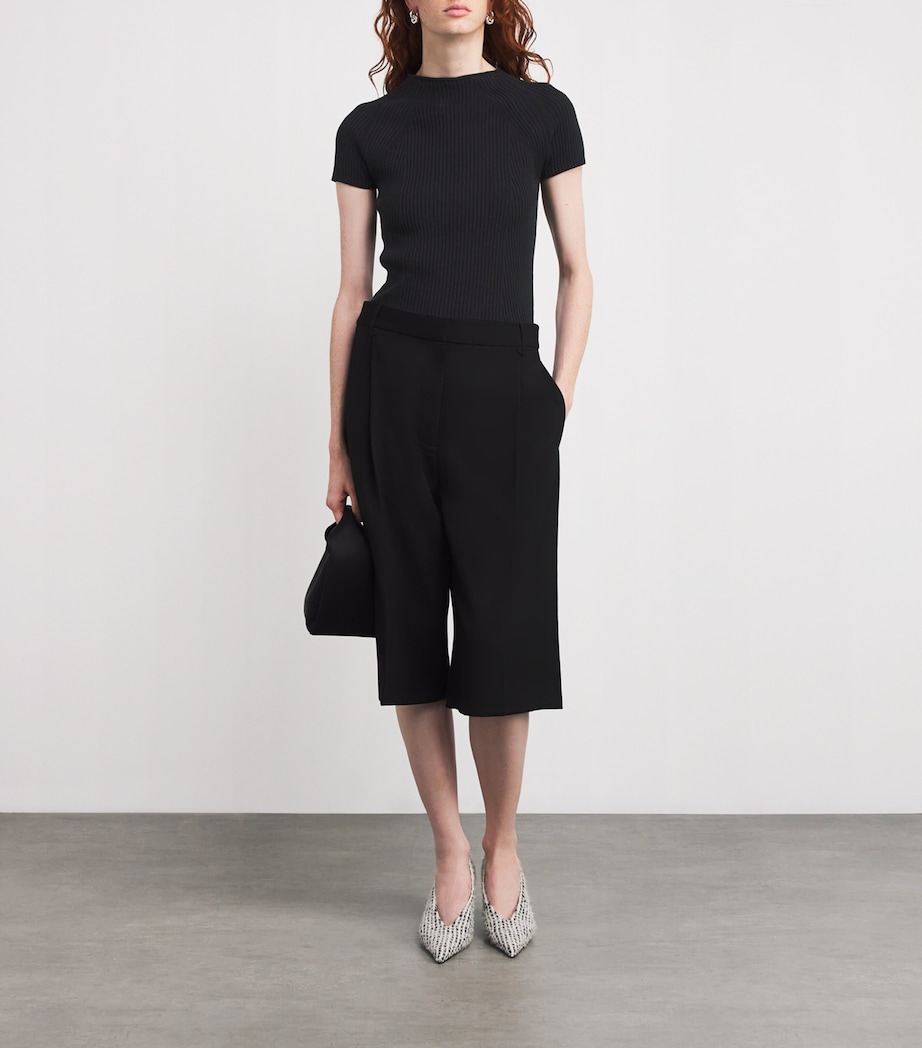 Ribbed Short-Sleeve Sweater DARK GREY Image 2