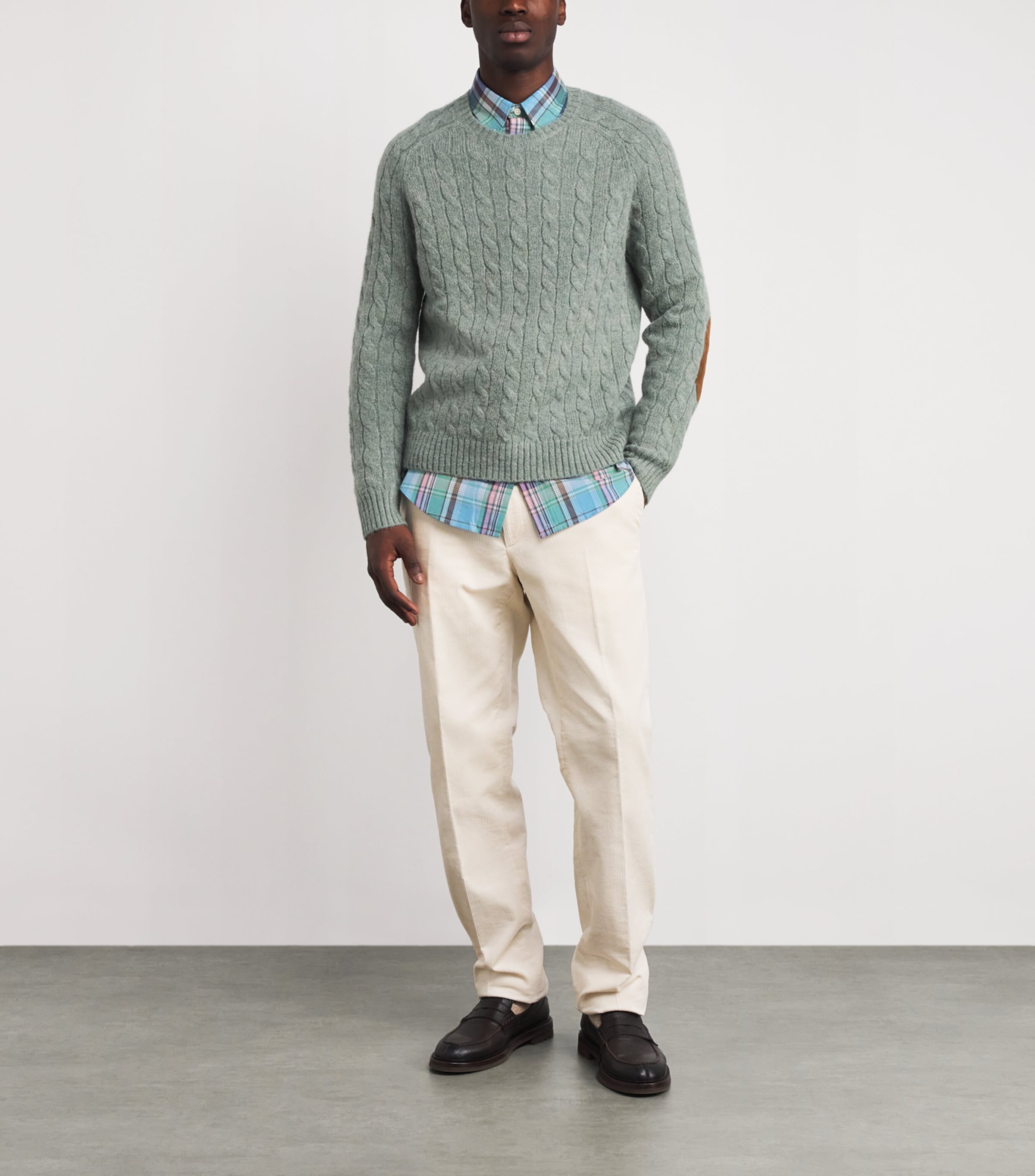 Cotton Custom Fit Oxford Shirt BLUE BROWN Image 2