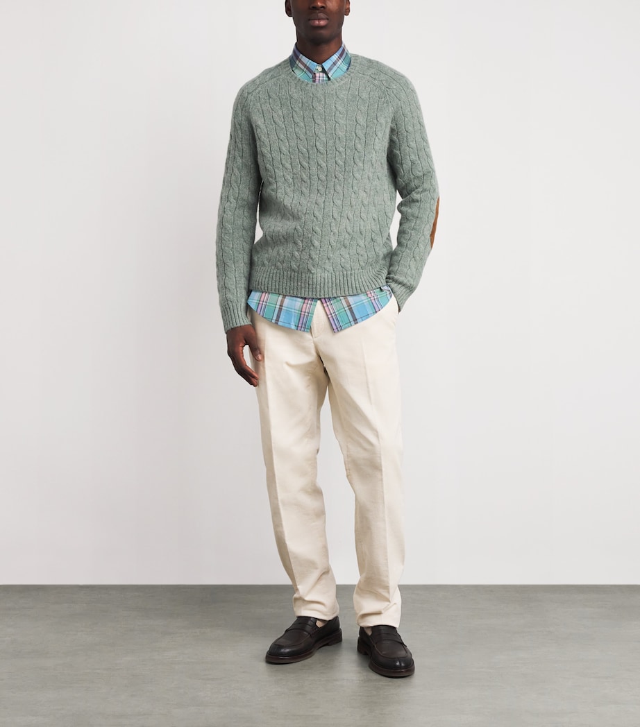 Cotton Custom Fit Oxford Shirt BLUE BROWN Image 2