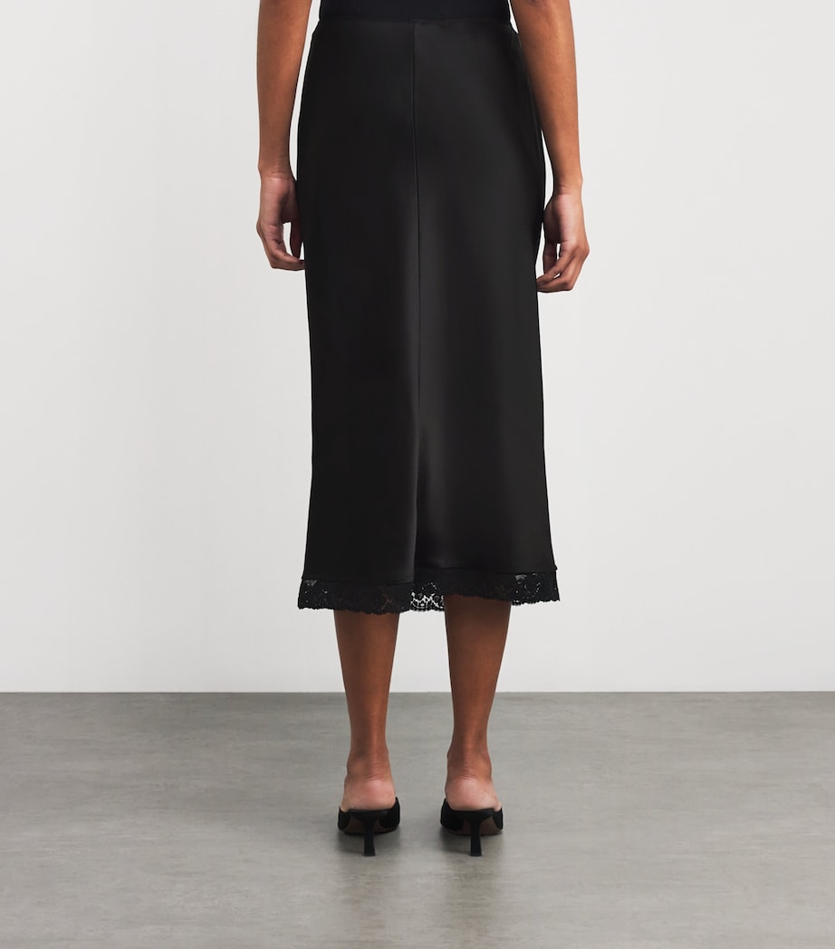 Lace-Trim Midi Skirt 1 BLACK Image 4