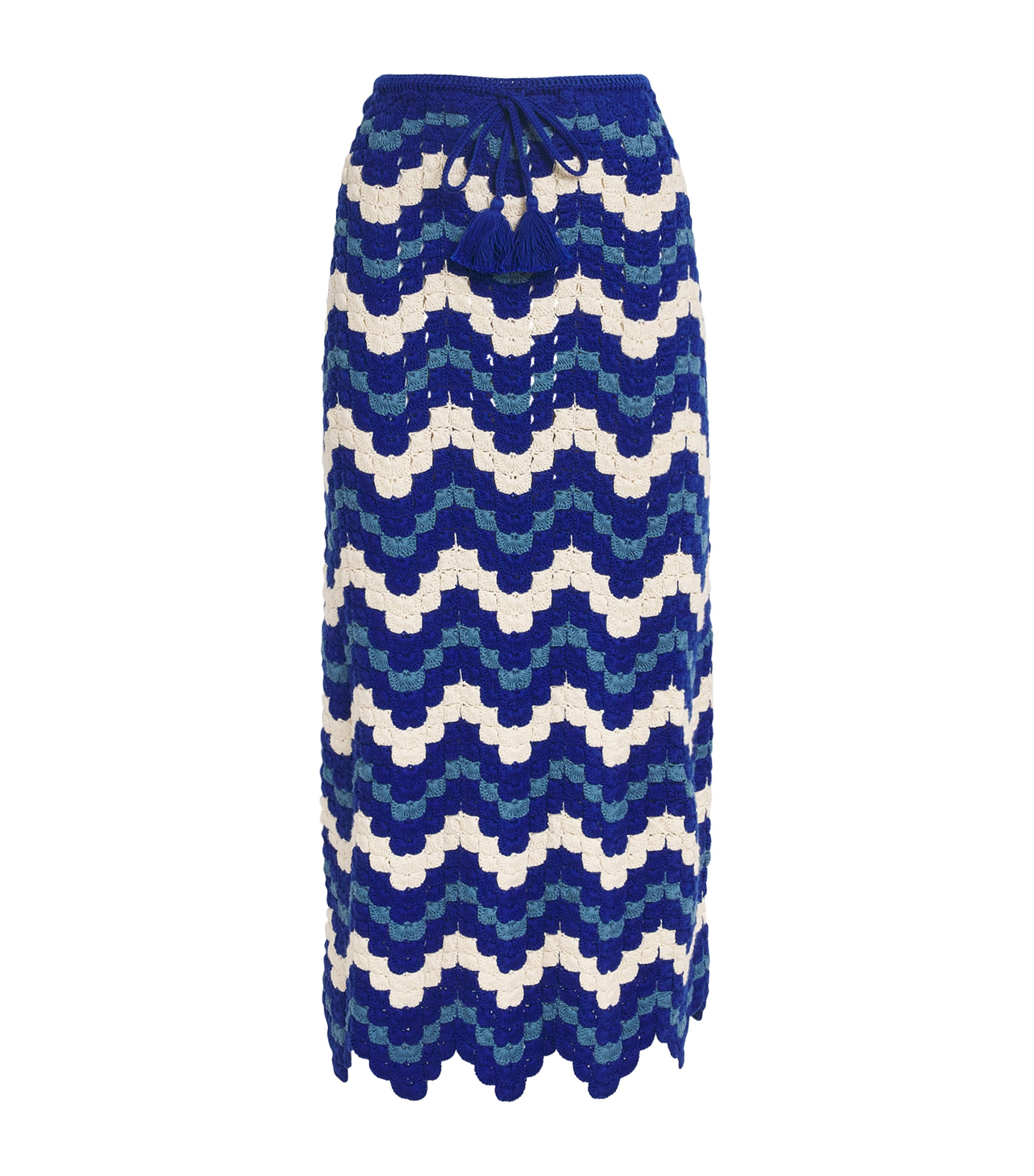 Escvdo Crochet Safi Midi Skirt In Blue