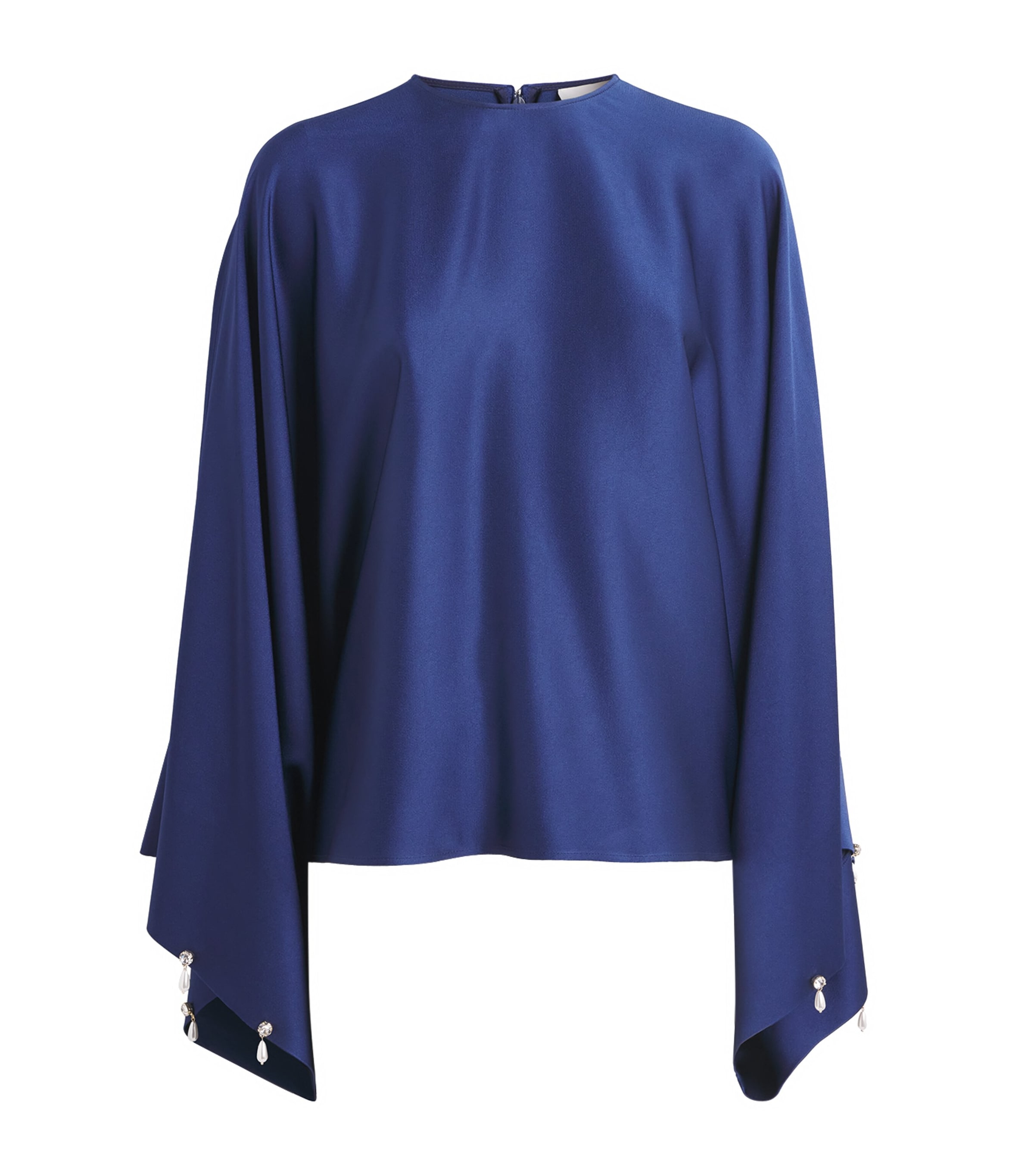 Satin Faux Pearl-Embellished Blouse