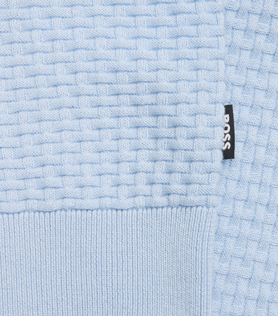 BOSS Mens Cotton Open-Collar Polo Shirt Light Pastl Blue Image 6