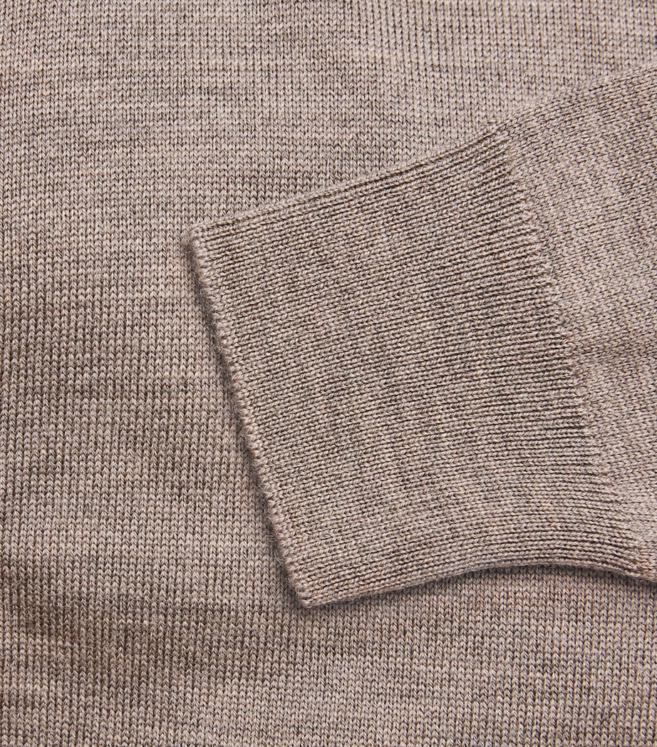 Extra Fine Merino Wool Claygate Zip-Up Sweater MUSHROOM Image 5