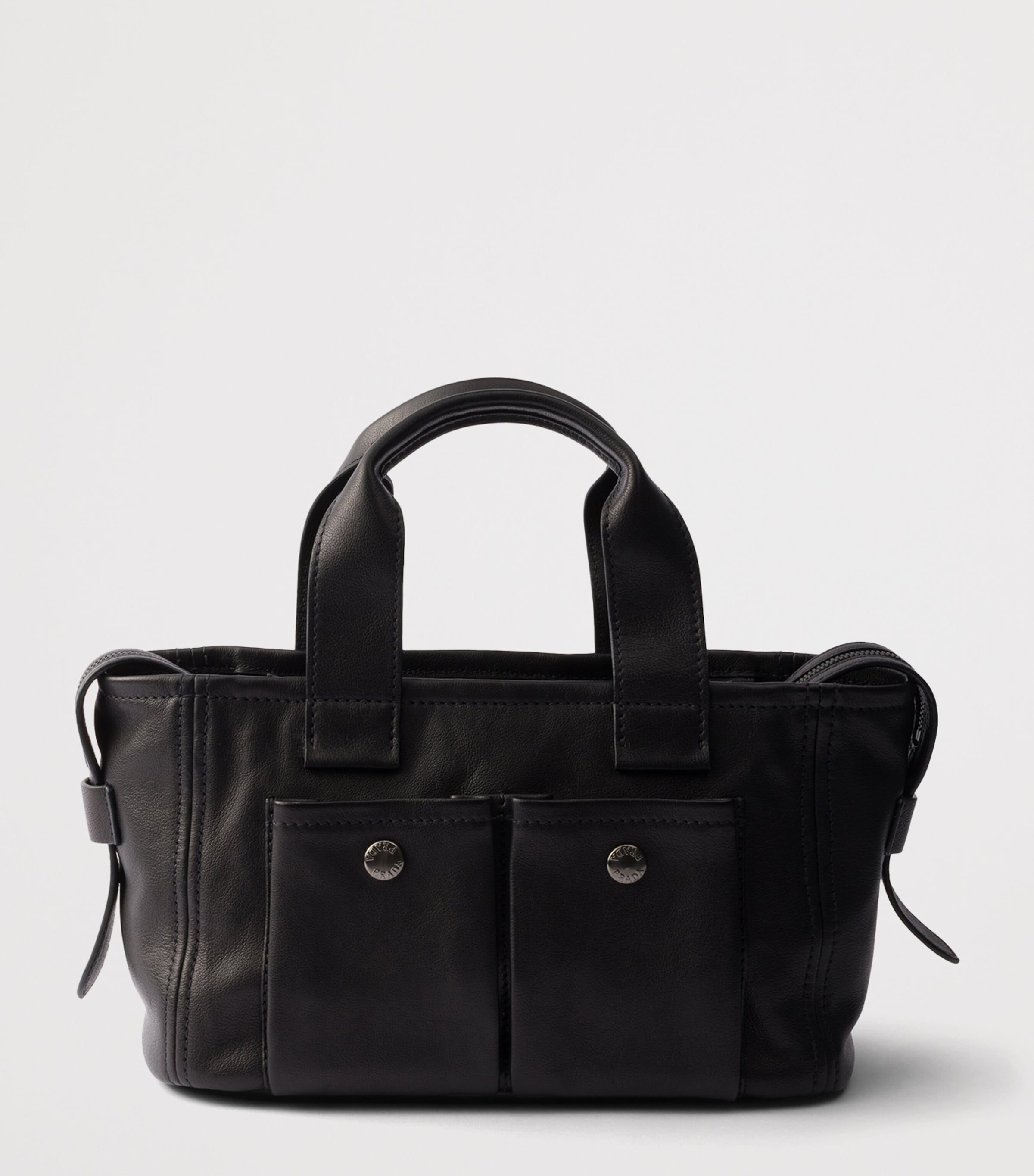 Prada Medium Leather Route Tote Bag Black Image 3