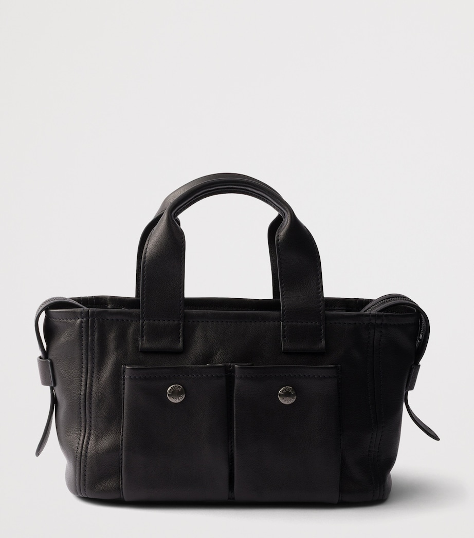 Prada Medium Leather Route Tote Bag Black Image 3