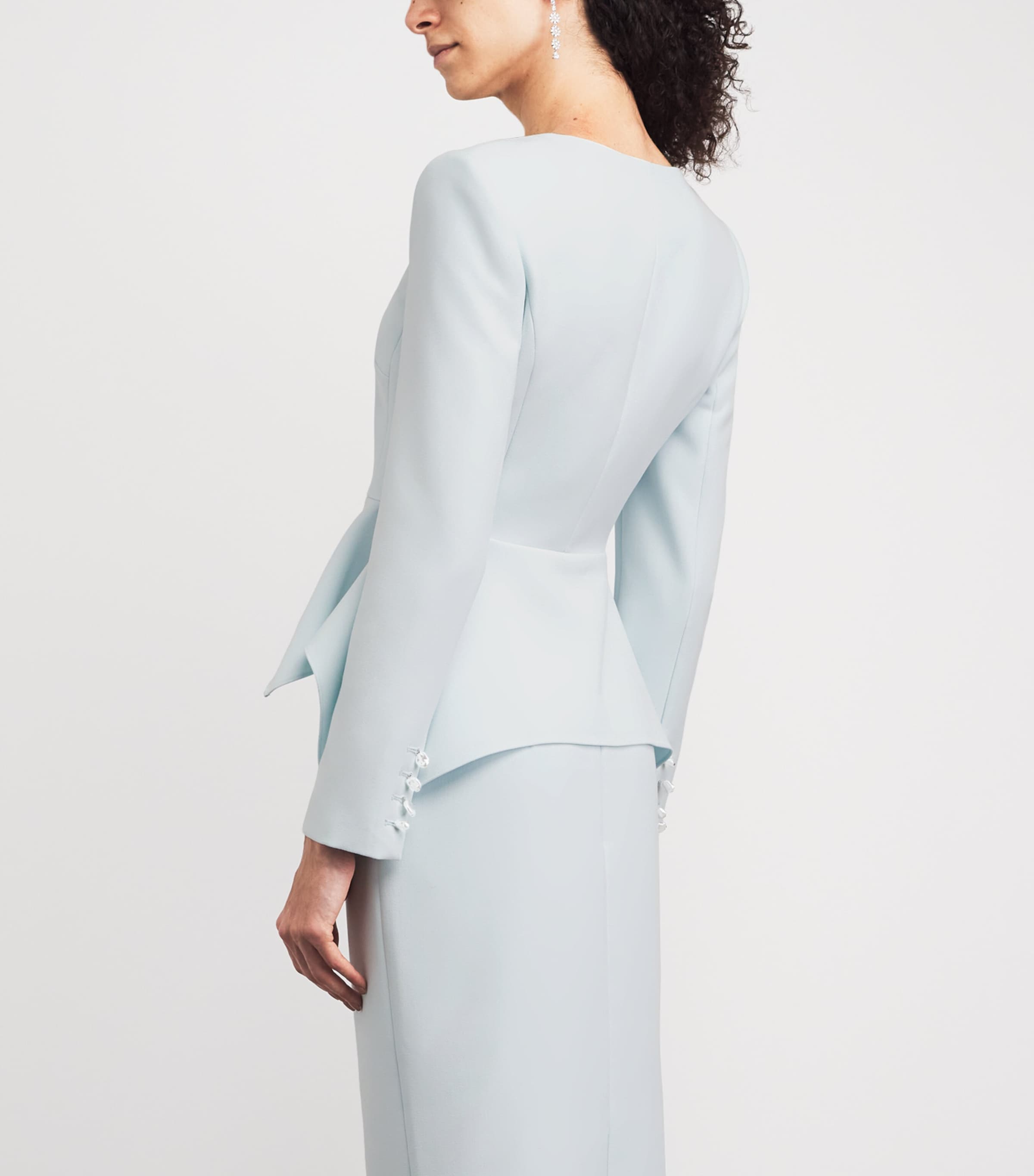 Roland Mouret Womens Crepe Peplum Jacket Aqua Blue Image 5