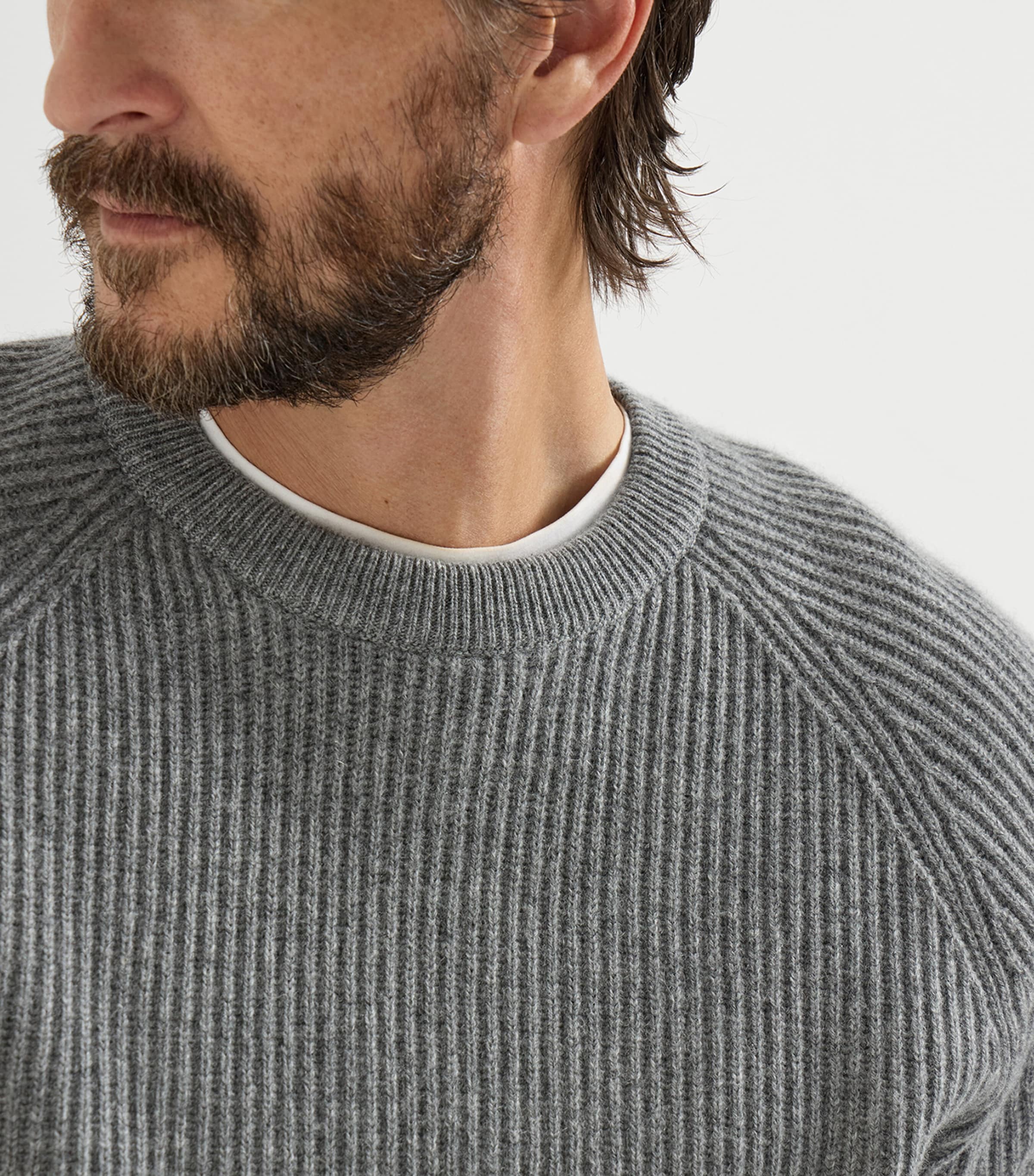 Brunello Cucinelli Mens Cashmere Ribbed Sweater Image 6