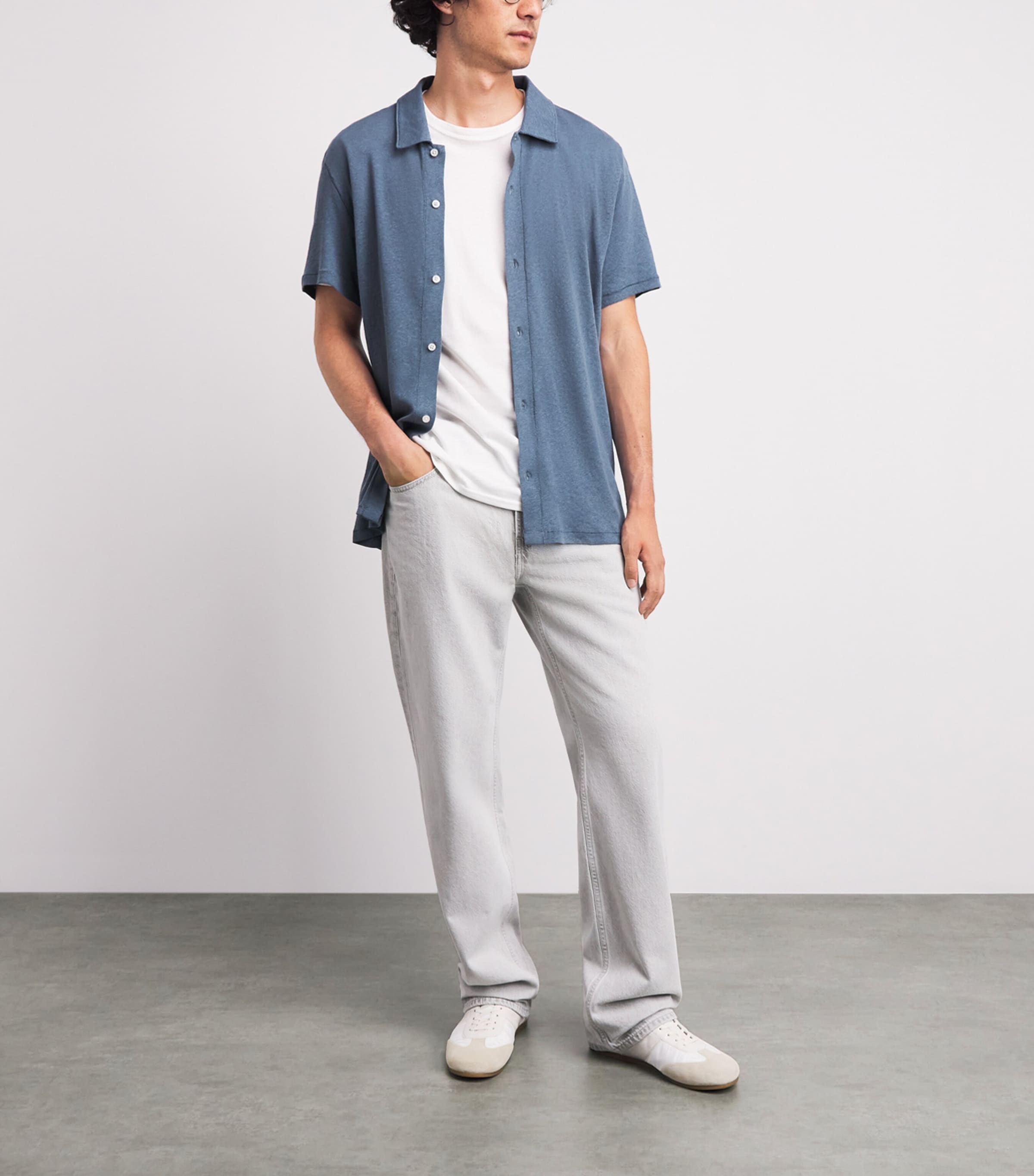 PAIGE Mens Linen-Cotton Sultan Short-Sleeve Shirt Lakeside Image 2