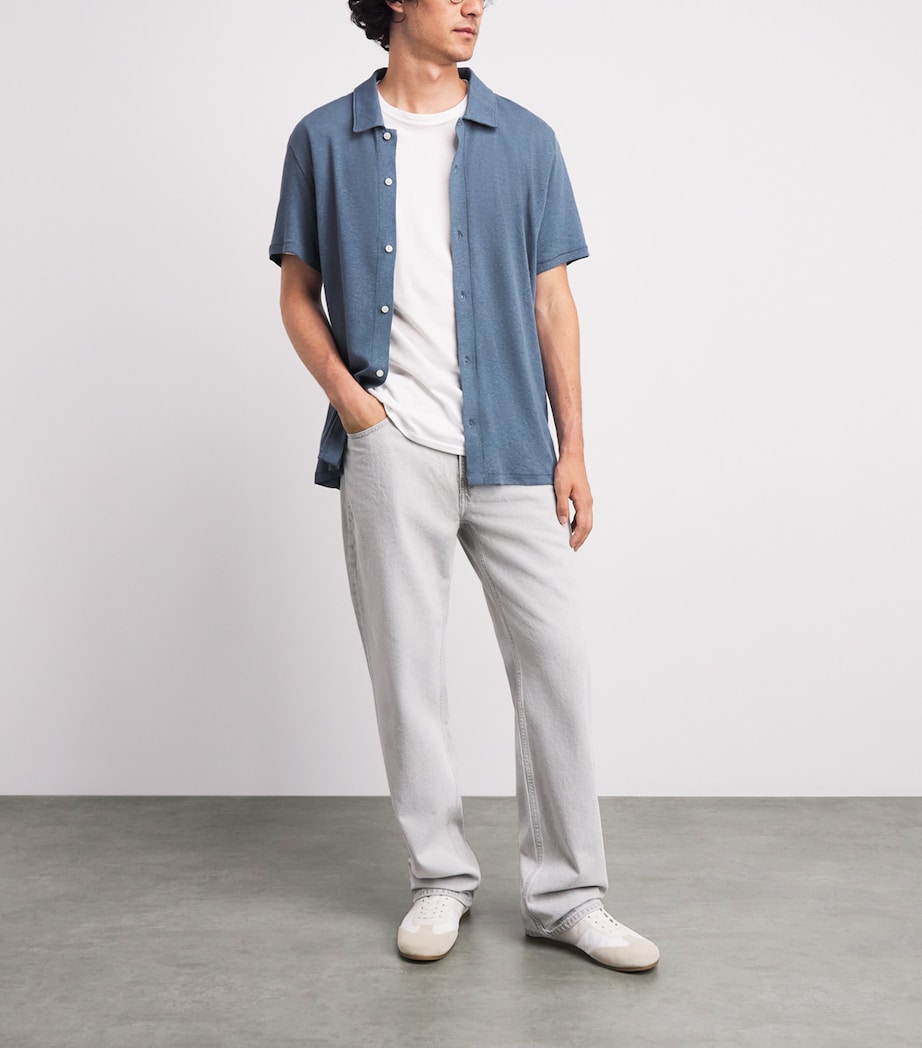 PAIGE Mens Linen-Cotton Sultan Short-Sleeve Shirt Lakeside Image 2