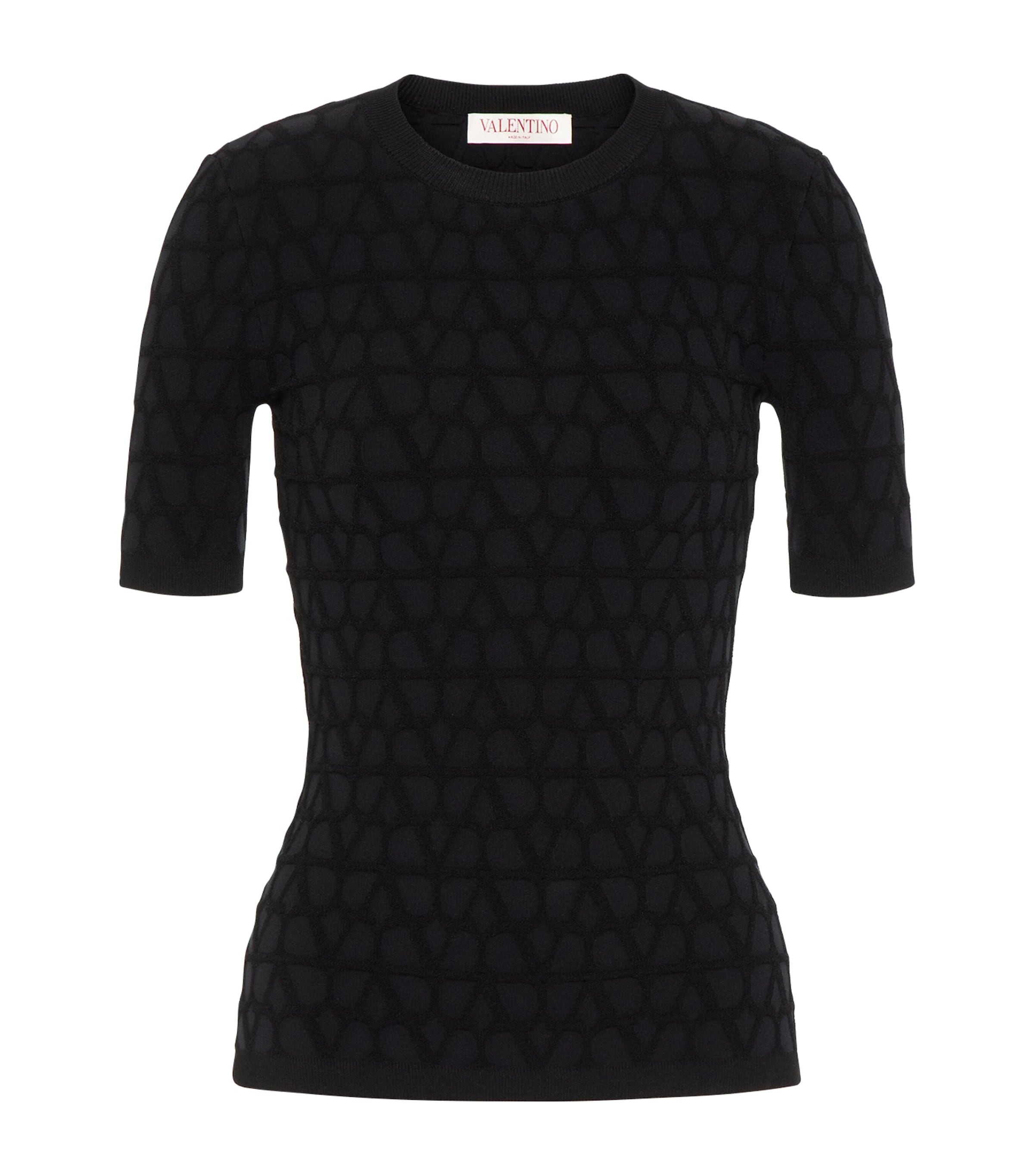 Shop Valentino Vlogo Jacquard Sweater In Black