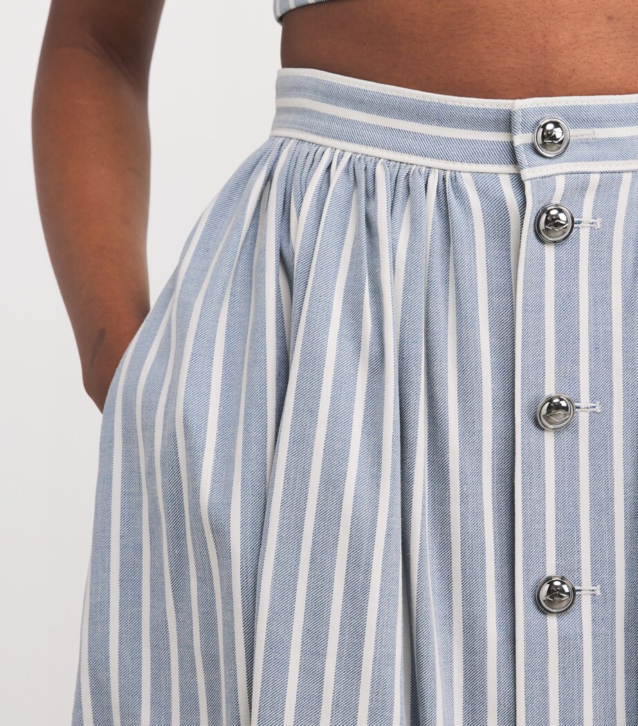 Denim Stripe Bryce Midi Skirt STONE BLUE/CHALK Image 6