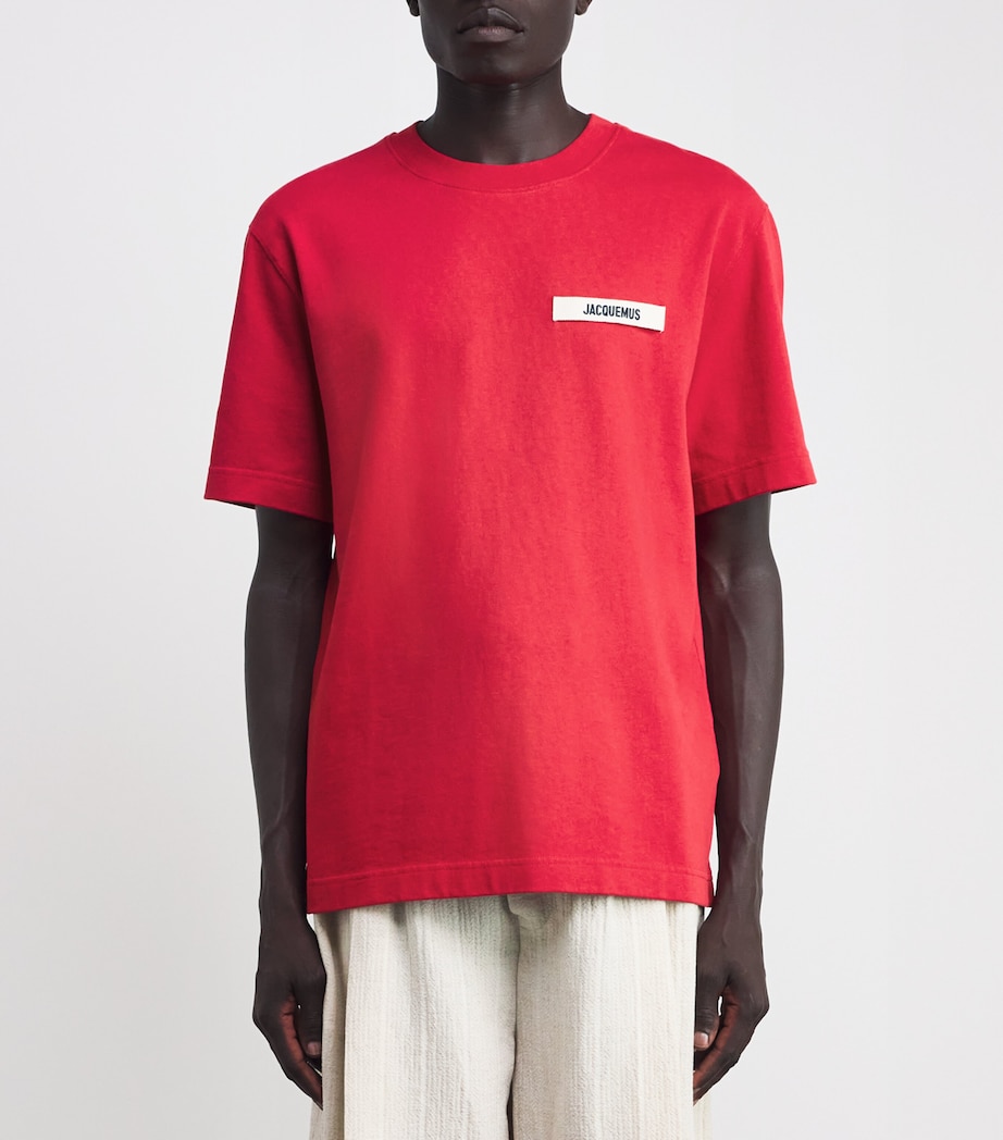 Cotton Logo Patch T-Shirt 480-DARK RED Image 3