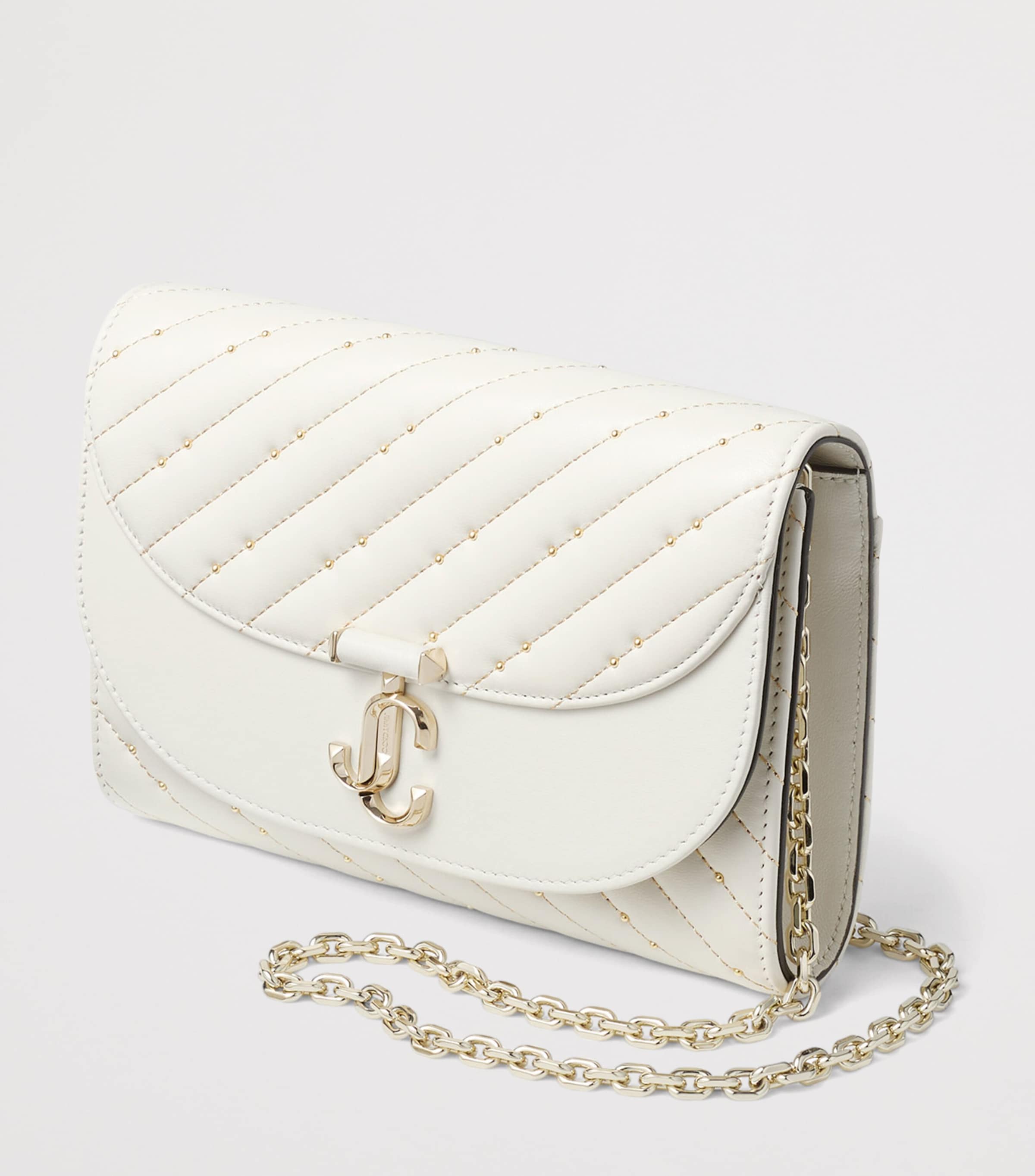 Jimmy Choo Leather Curve Clutch Bag Latte/shiny Gold Image 2
