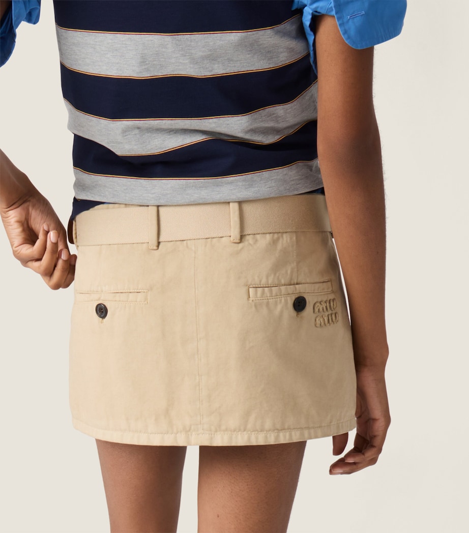 Miu Miu Womens Cotton Belted Mini Skirt Image 5