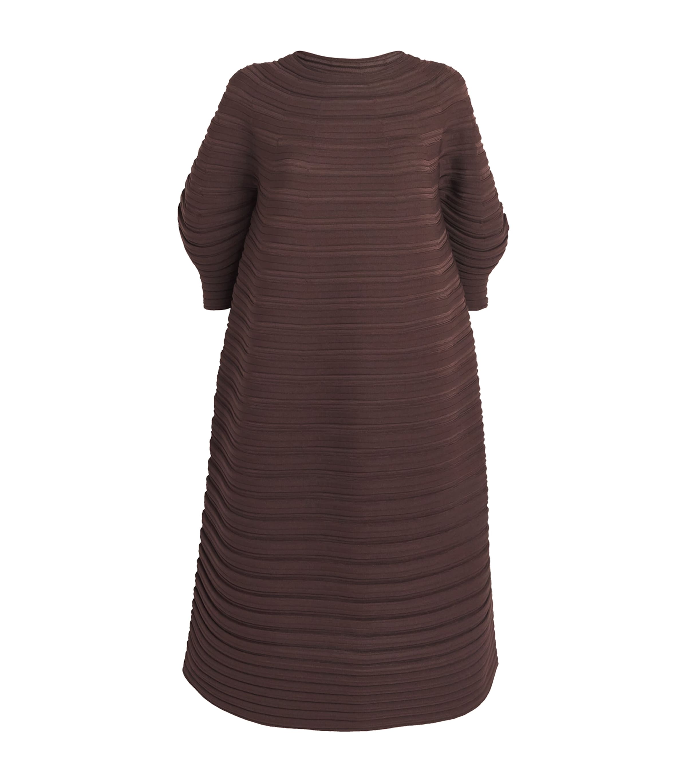 Issey Miyake Pleated Mushroom Dress In Brown