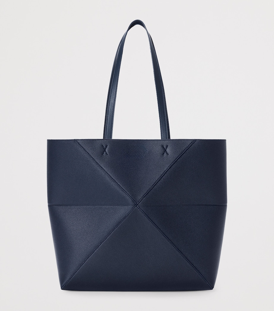 LOEWE Medium Leather Puzzle Fold Tote Bag Deep Navy Image 4