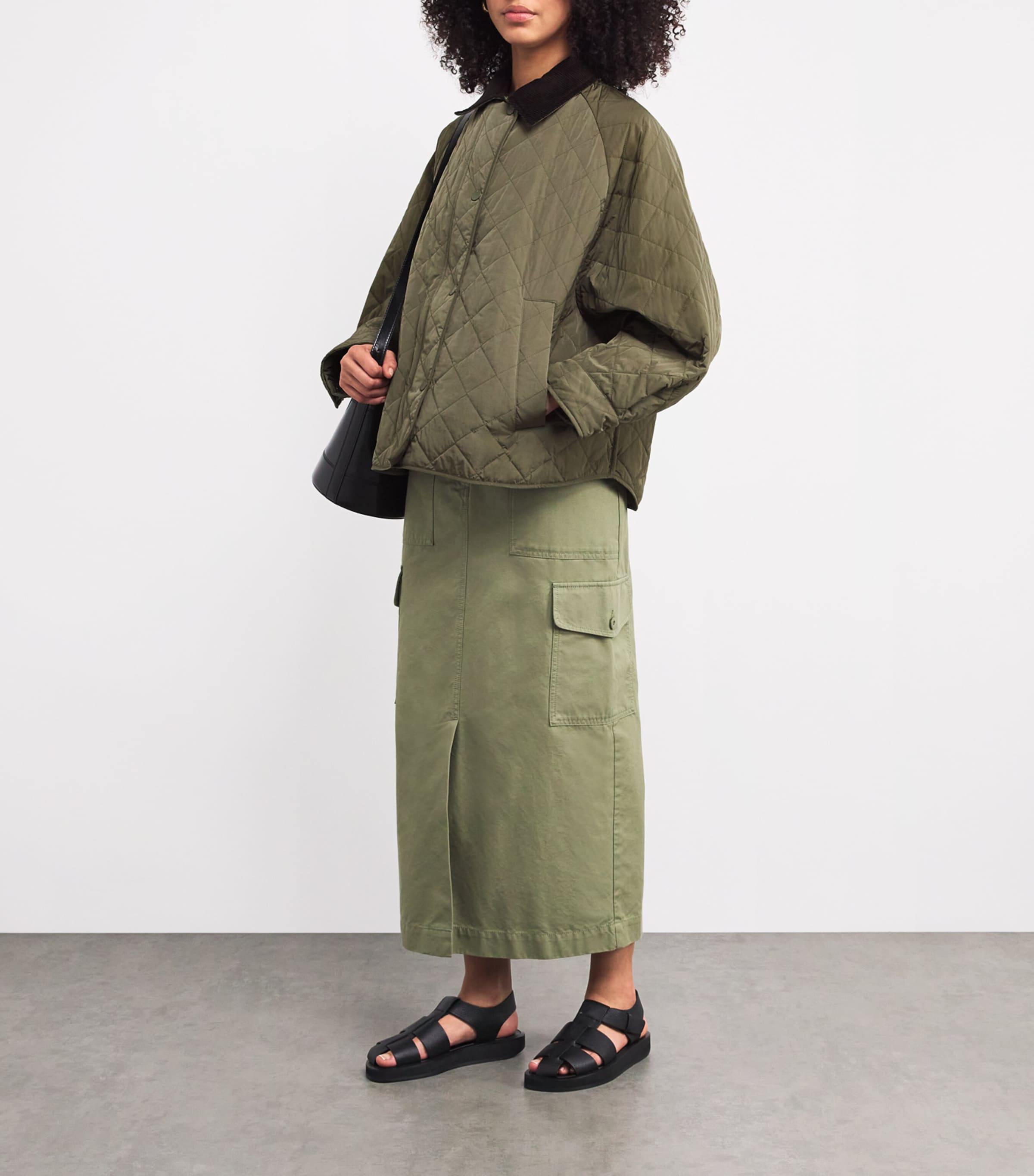 Weekend Max Mara Womens Water-Repellent Quilted Jacket Kaki Image 2