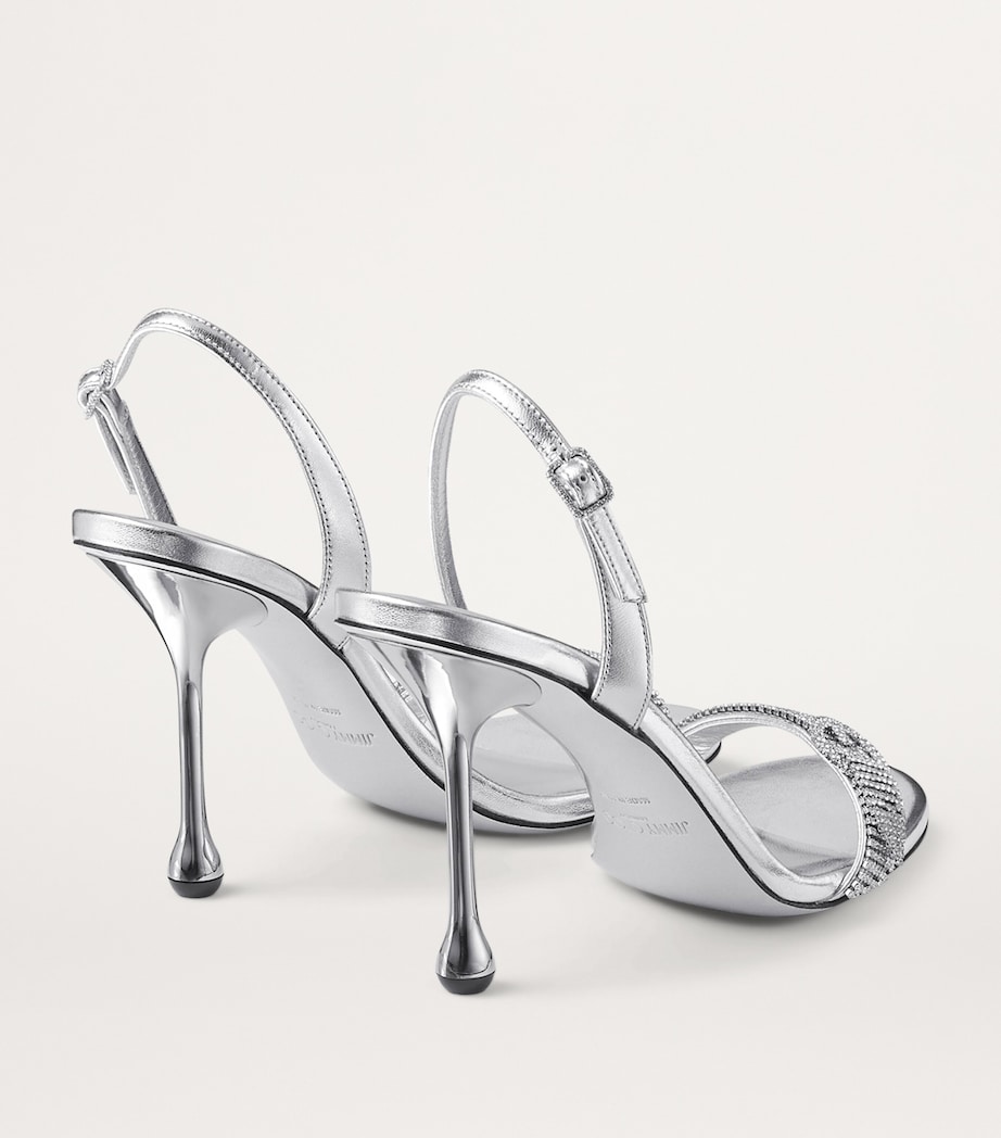 Tabatha 95 Leather Metallic Heeled Sandals SILVER/CRYSTAL Image 2