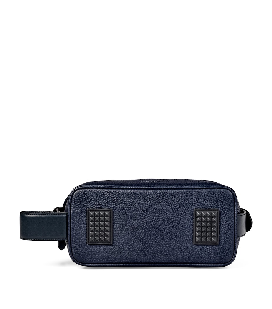 Leather Reporter Wash Bag NAVY Image 3