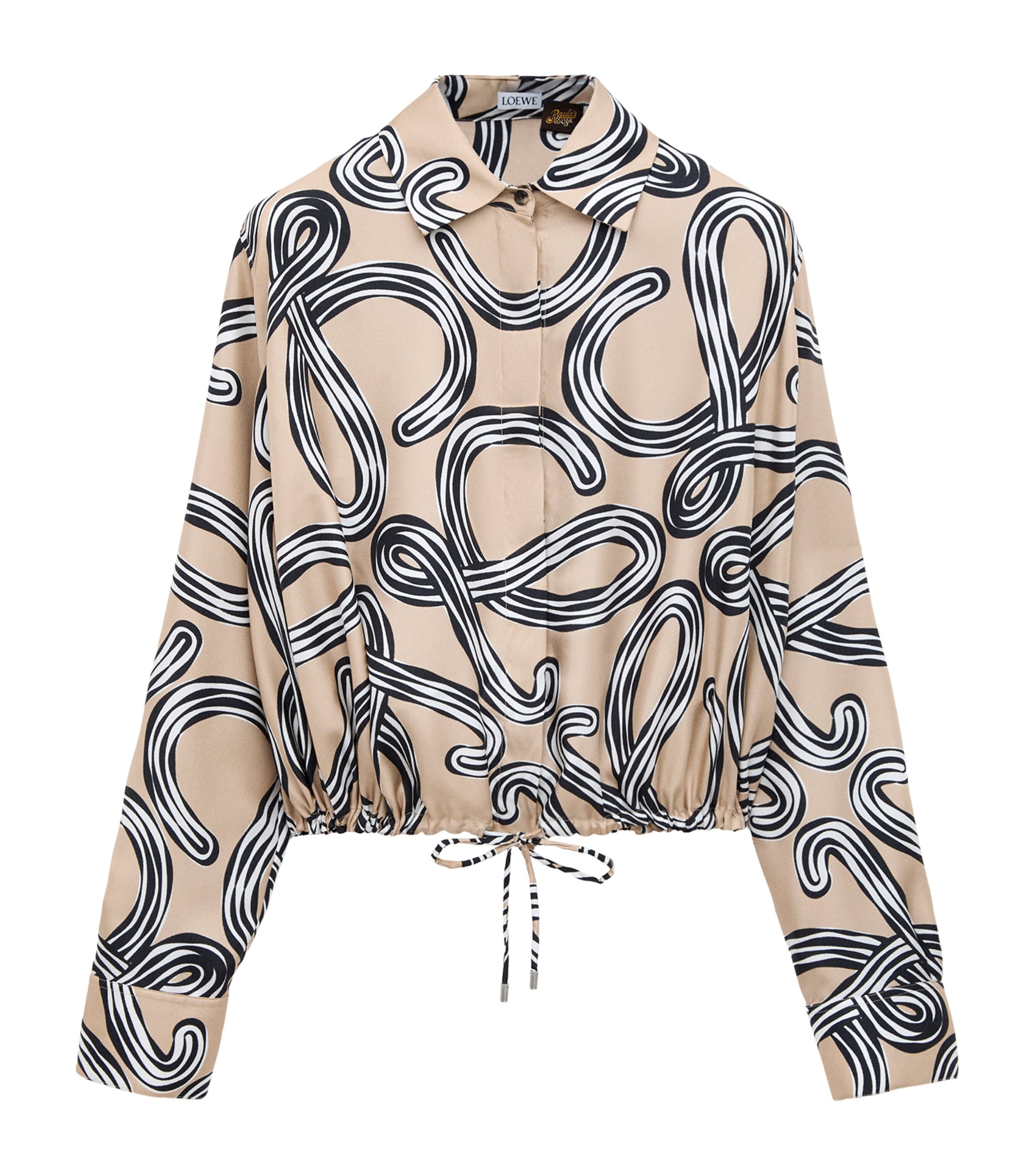 LOEWE Womens x Paula’s Ibiza Silk Twill Blouse Beige/black Image 1