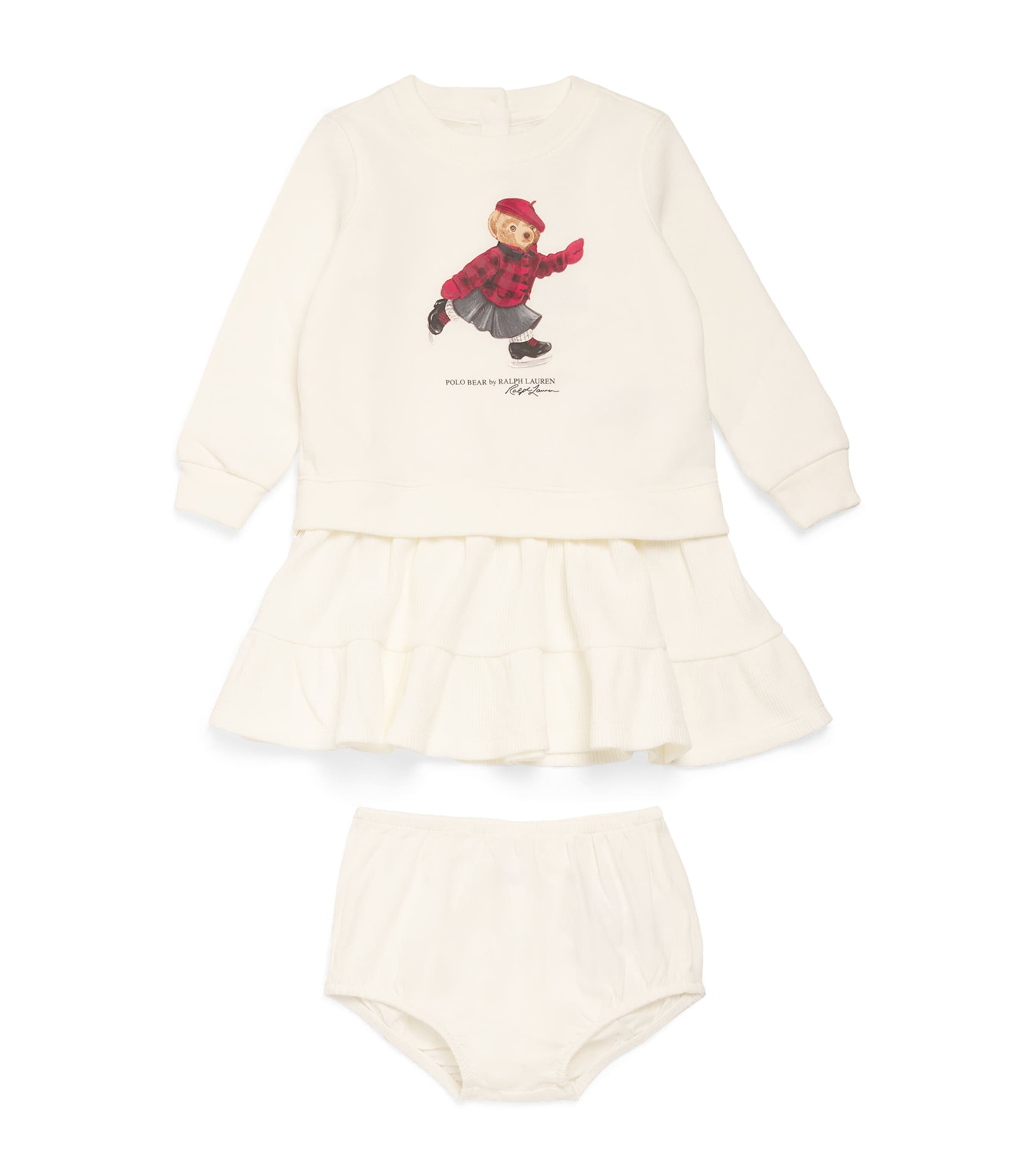 Ralph Lauren Kids Jersey Polo Bear Skater Dress (3-24 Months) Cream Image 1
