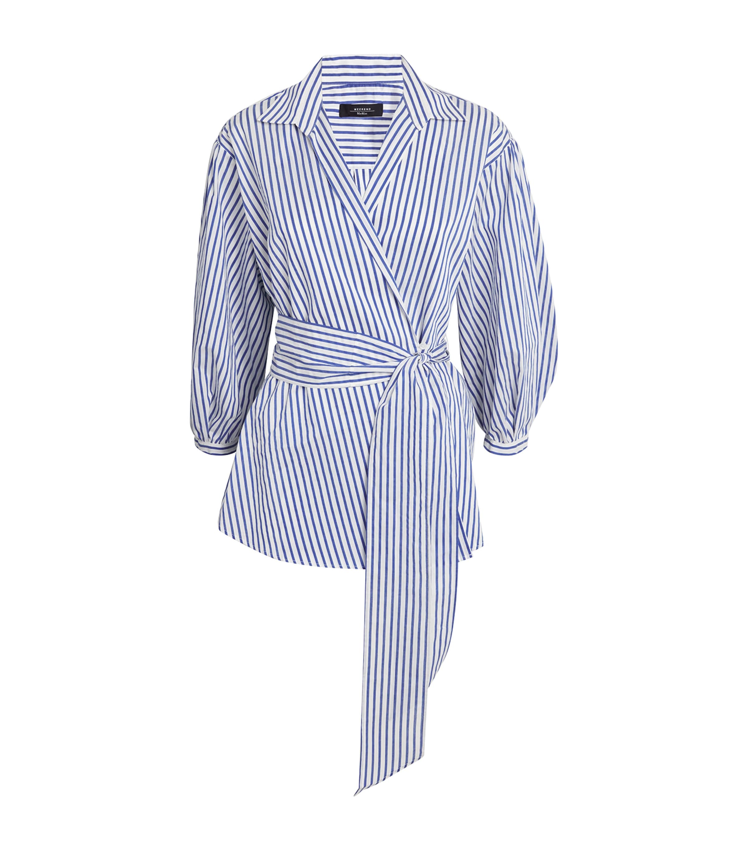 Cotton-Silk Striped Shirt CORNFLOWER BLUE Image 1