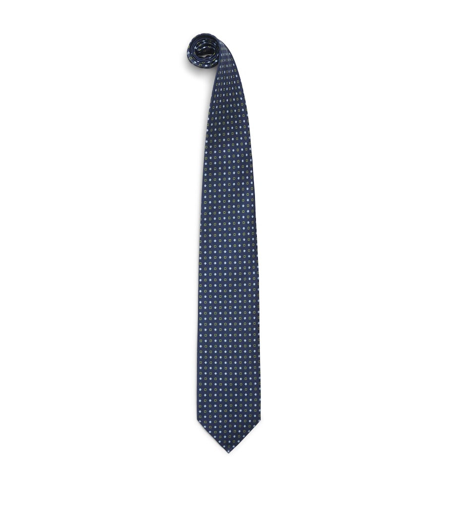 E. Marinella Silk Printed Tie Navy Image 1