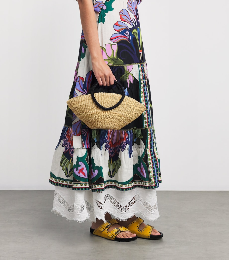 Mini Straw Lune Tote Bag NATRAL BLACK BLACK B Image 4