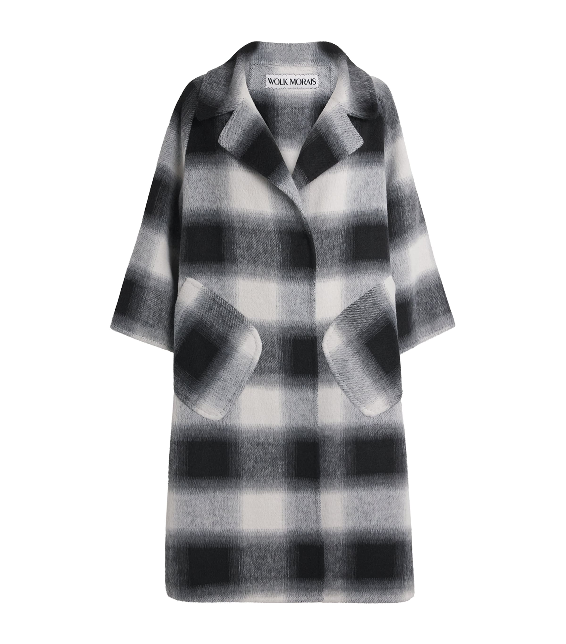 Wolk Morais Womens Cashmere Le Swing Coat Black/white Plaid Image 1