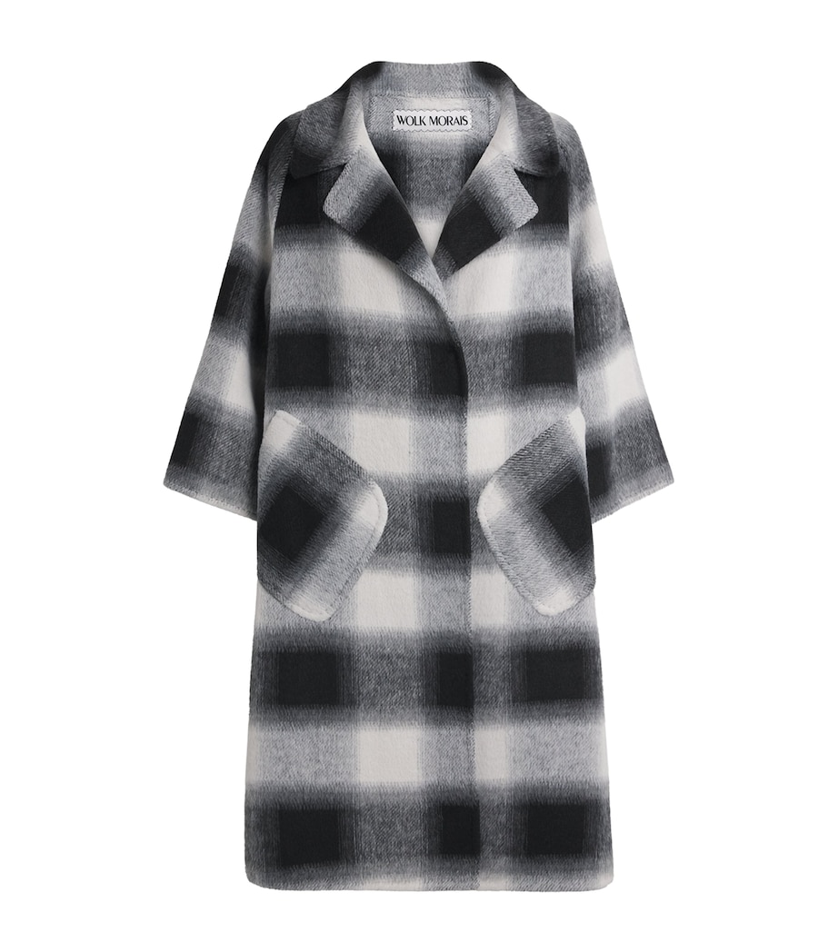 Wolk Morais Womens Cashmere Le Swing Coat Black/white Plaid Image 1