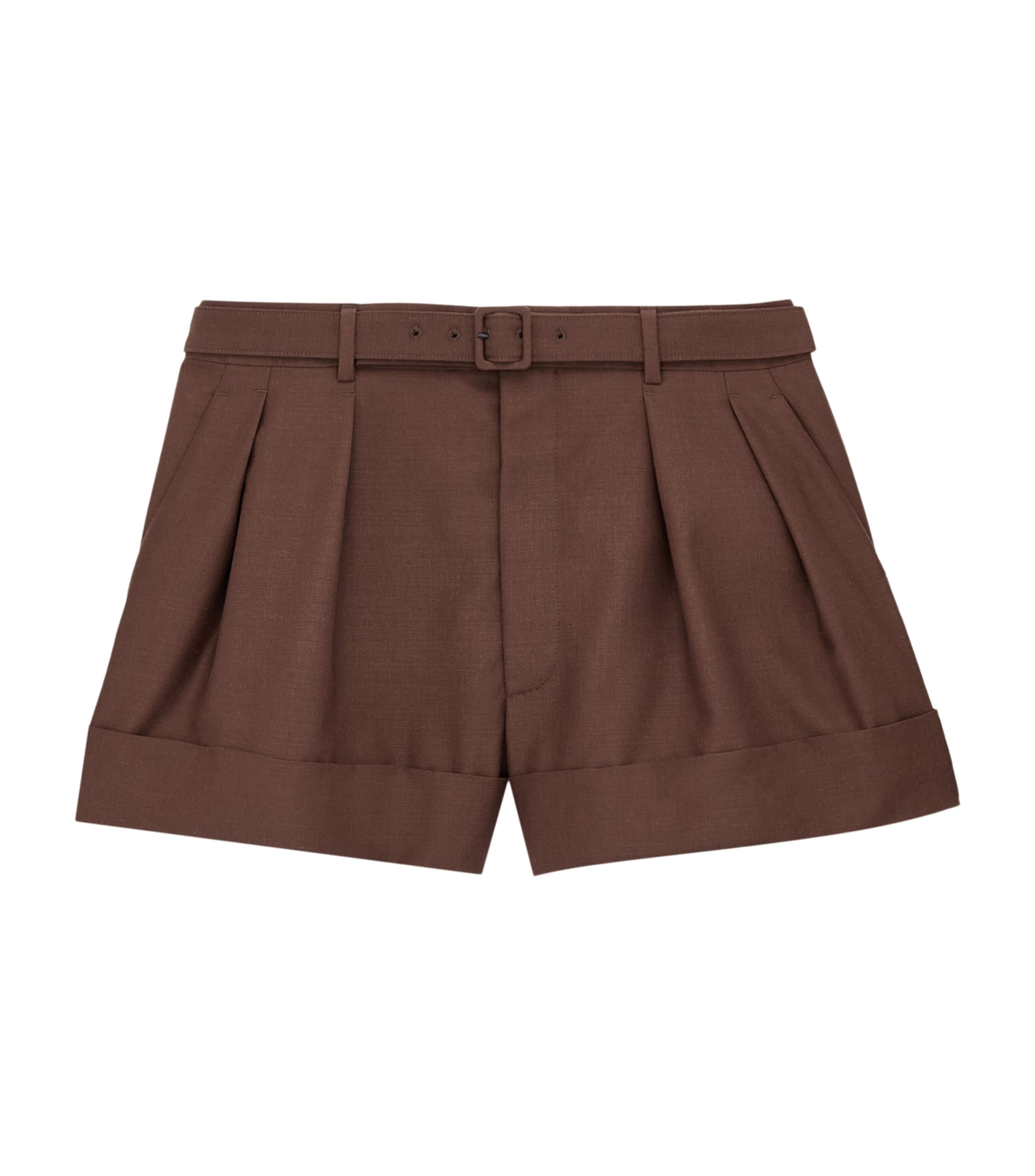 Saint Laurent Wool-Mohair Pleated Shorts