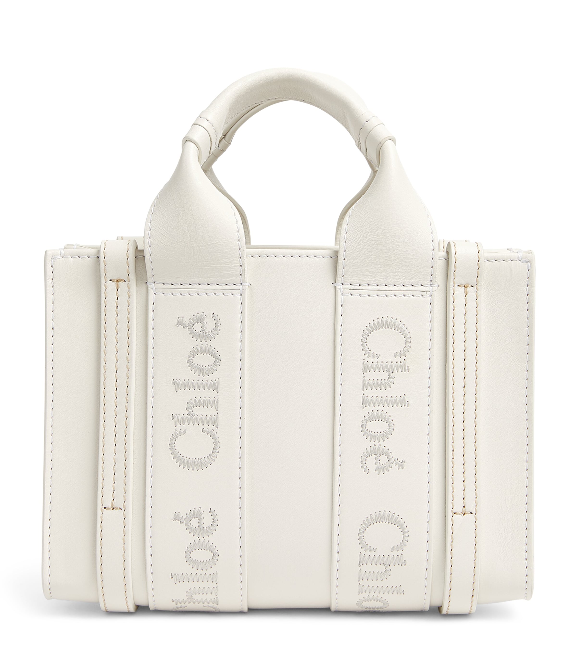 Chloé Mini Leather Woody Tote Bag In White