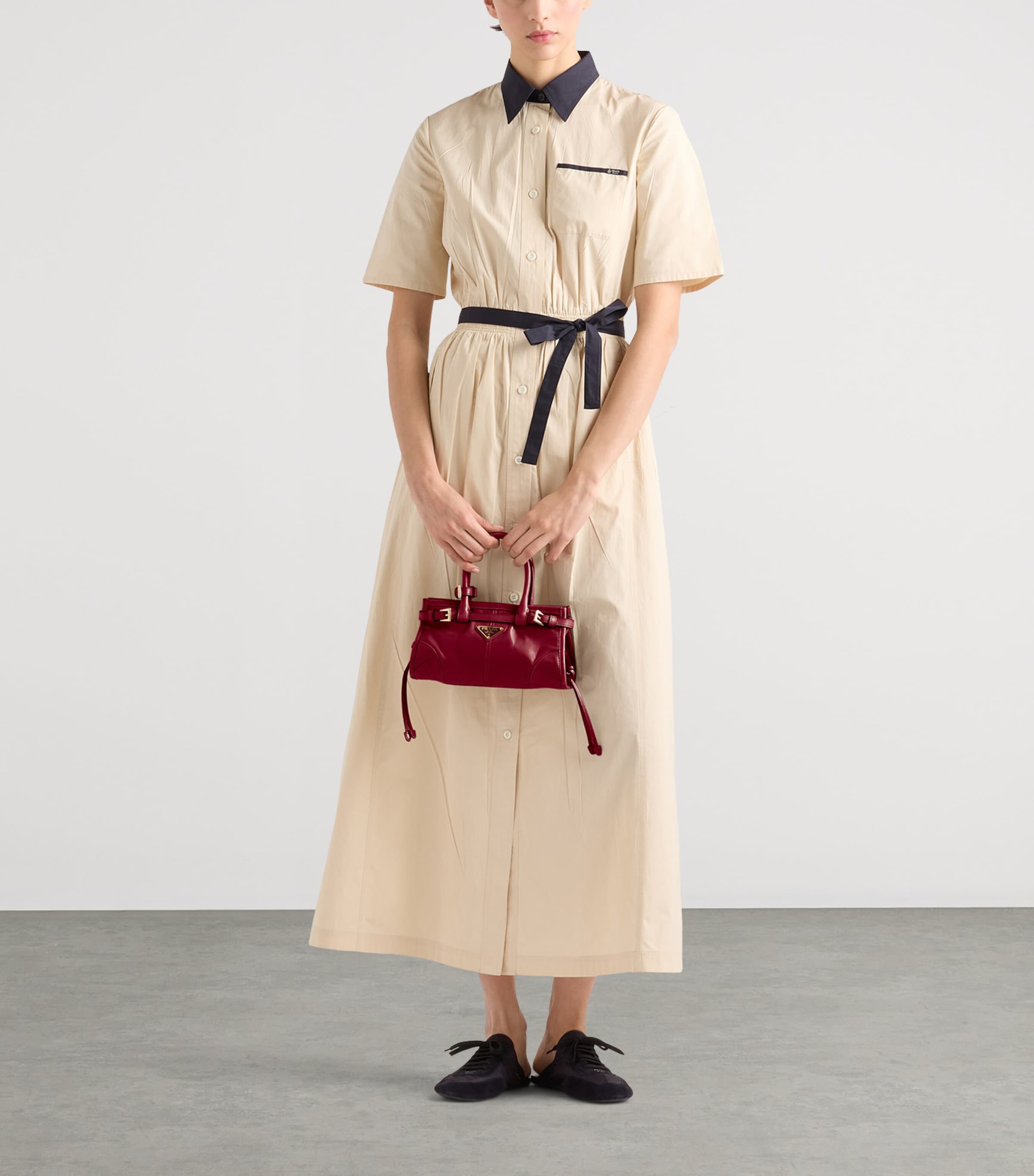 Prada Mini Leather Bonnie Top-Handle Bag Red Image 3