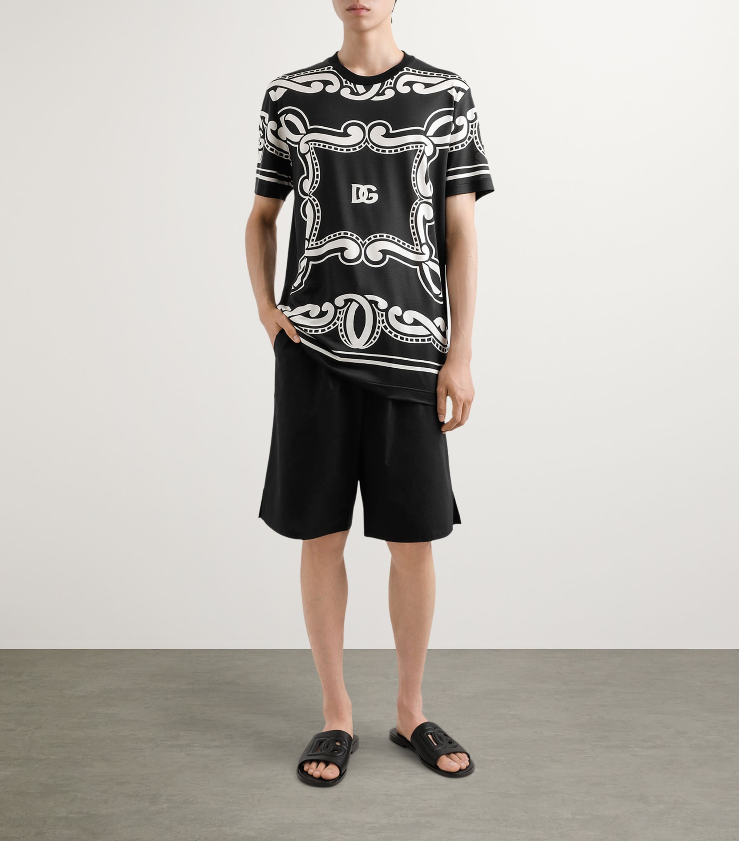 Silk Logo Print T-Shirt HN9RA-BANDANA NERO Image 2