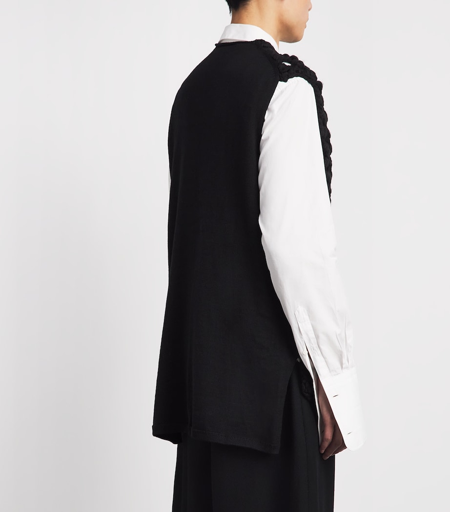 Comme Des Garçons Mens Wool-Blend Crochet Sweater Vest Black X Black Image 5
