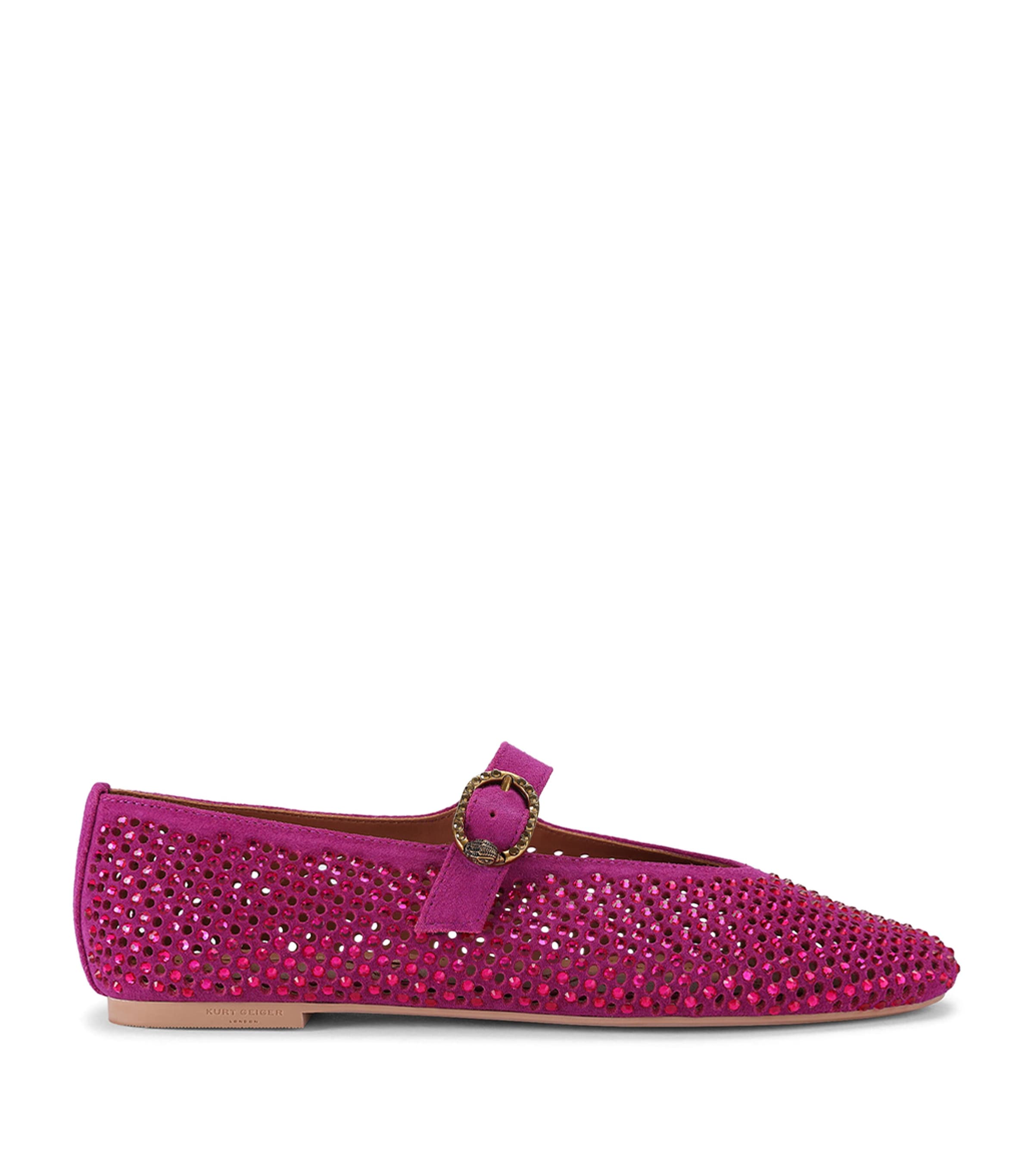 Kurt Geiger London Suede Mayfair Ballet Flats Fuchsia Image 1