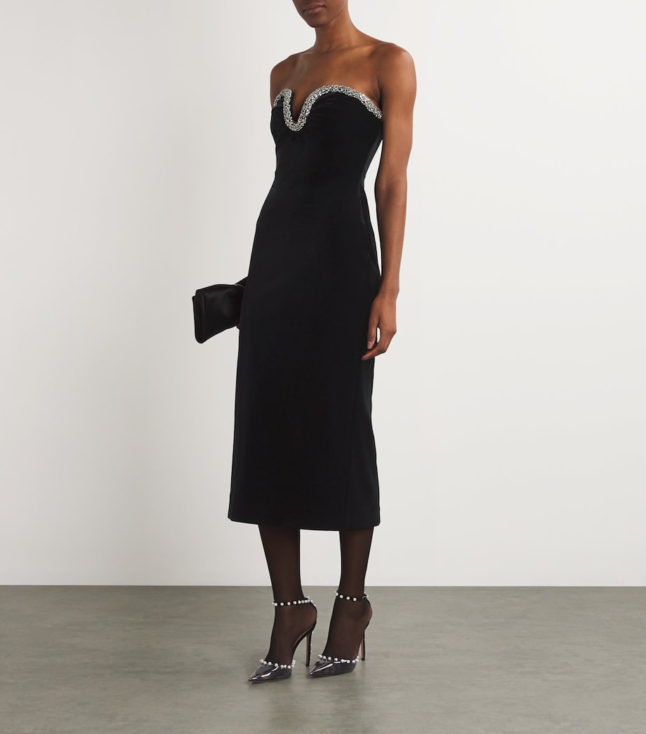Roland Mouret Womens Embellished Off-The-Shoulder Midi Dress Black Image 2