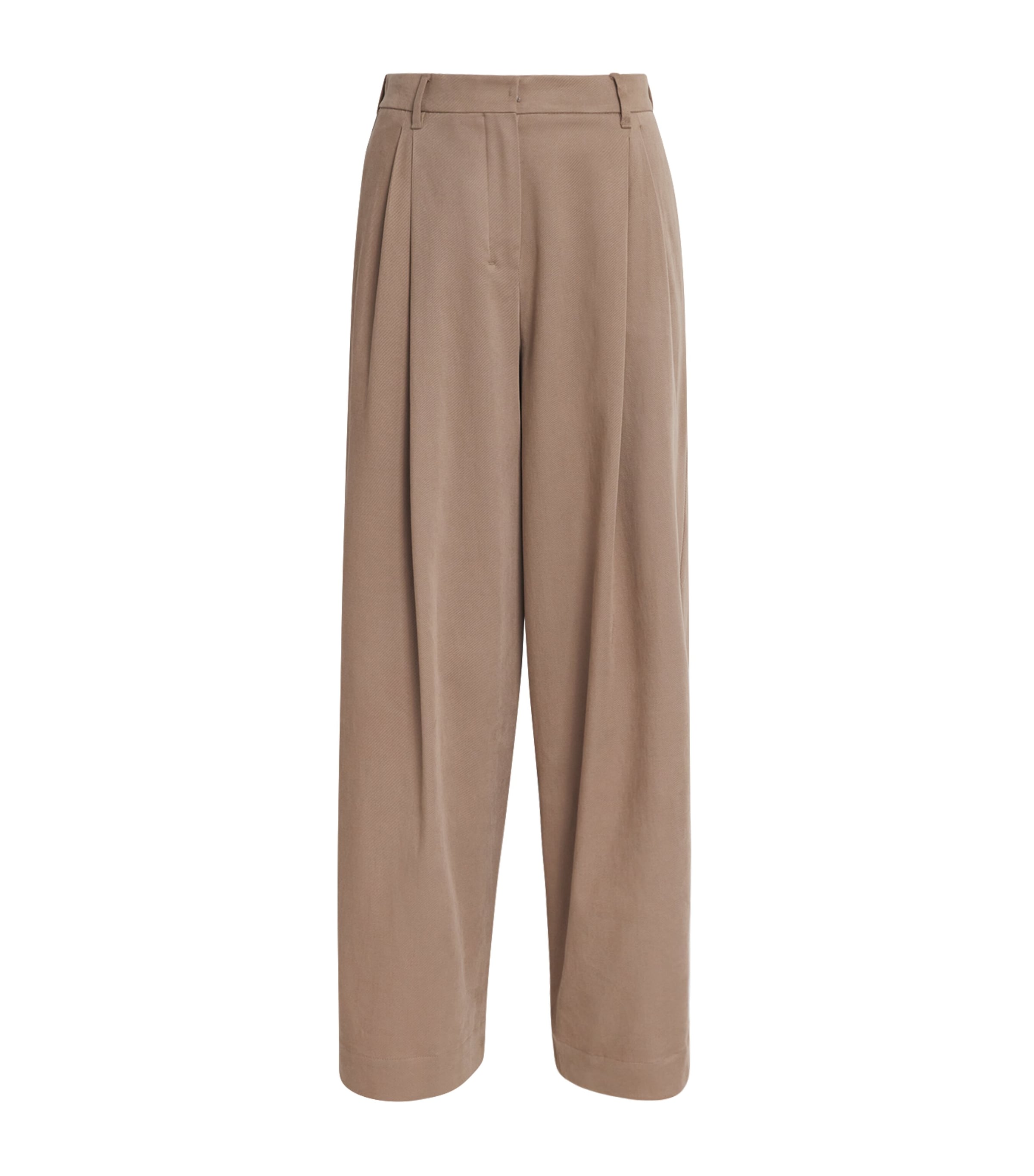 Max Mara Stretch-drill Wide-leg Trousers In Brown