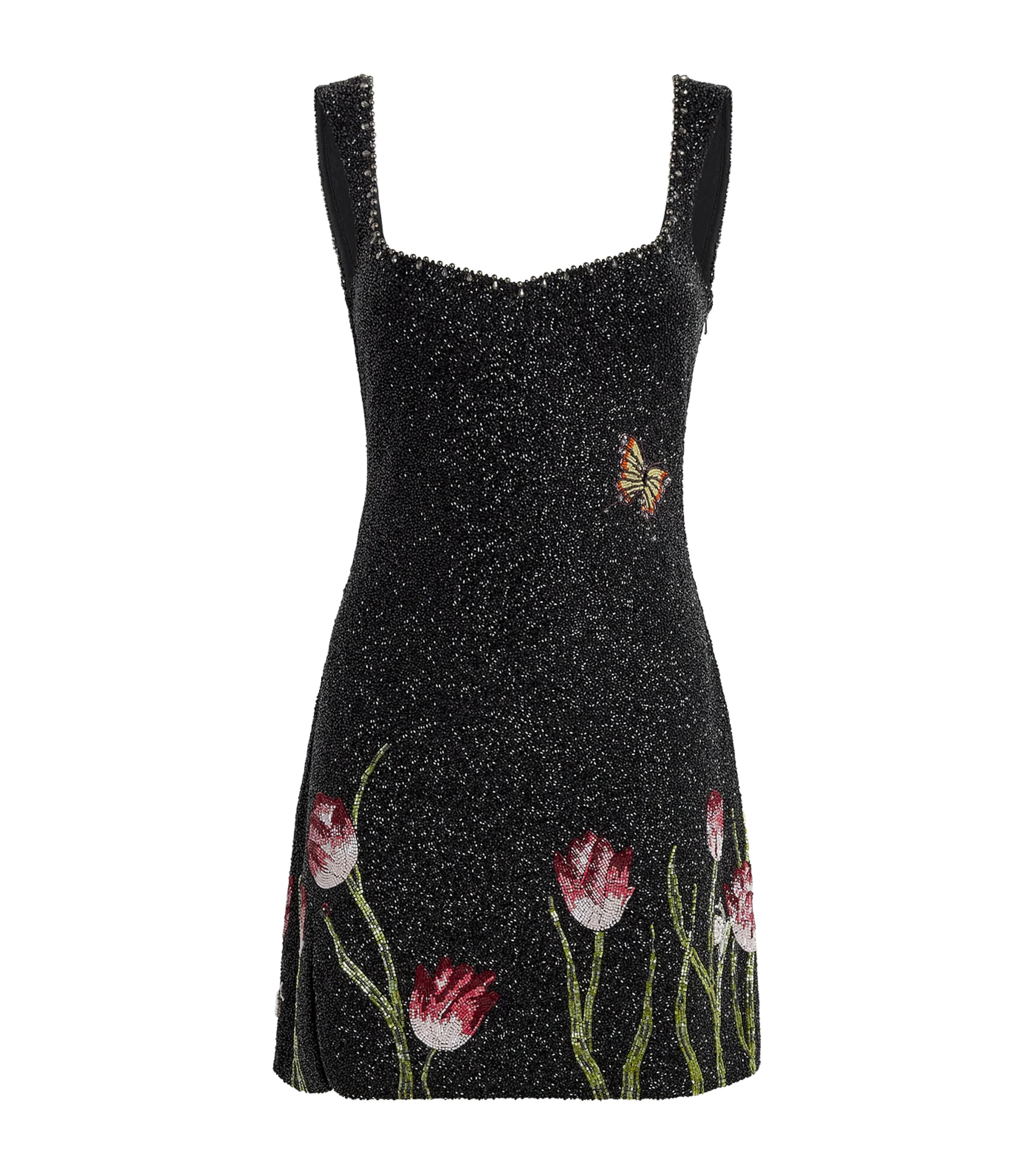 Clio Peppiatt Womens Embellished Tulip Mini Dress Black Image 1